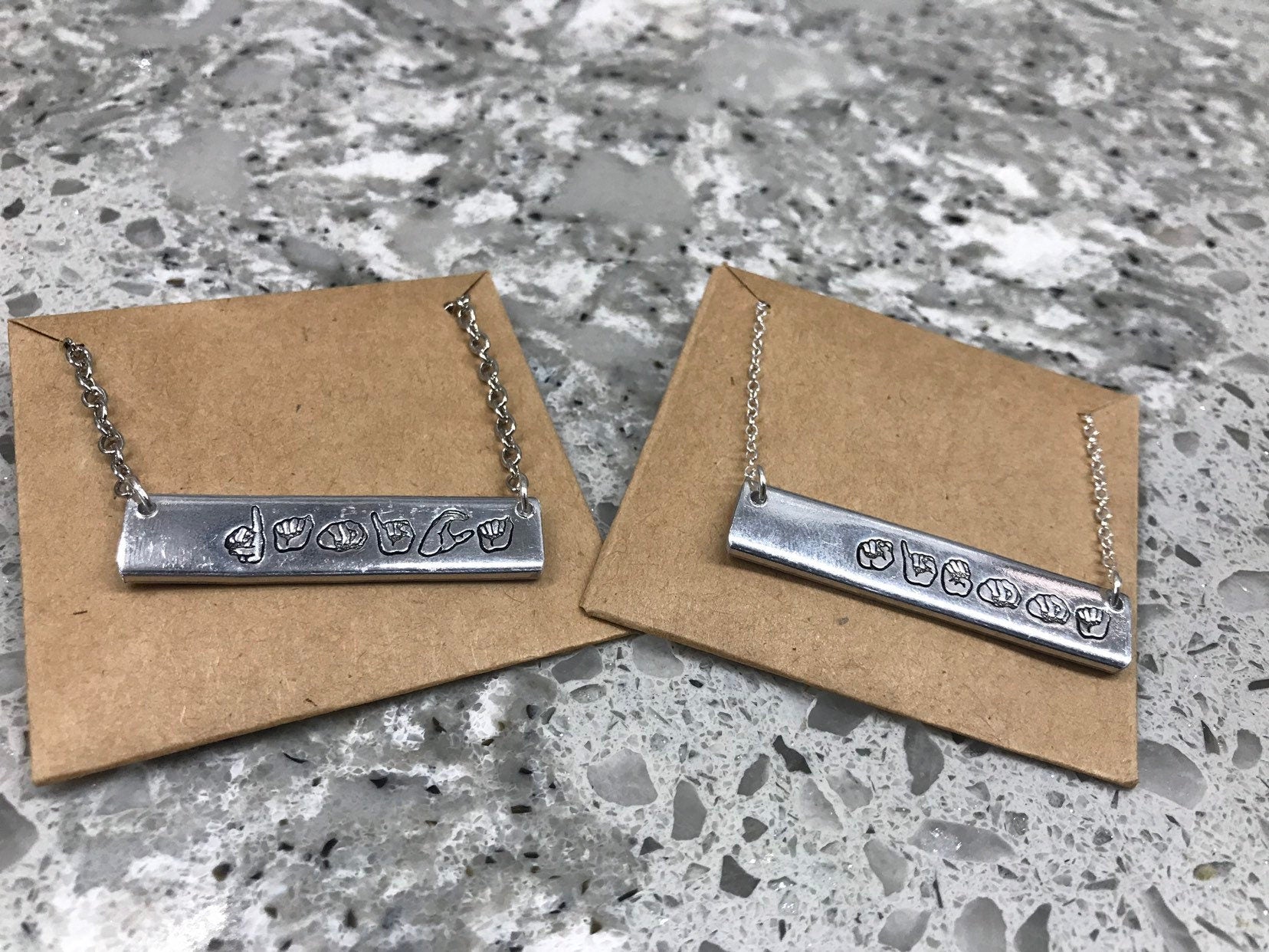 ASL Name Bar Necklace | American Sign Language Gift | ASL Fingerspelling | Sign Jewelry | Name Sign Jewelry | Finger Alphabet | Interpret