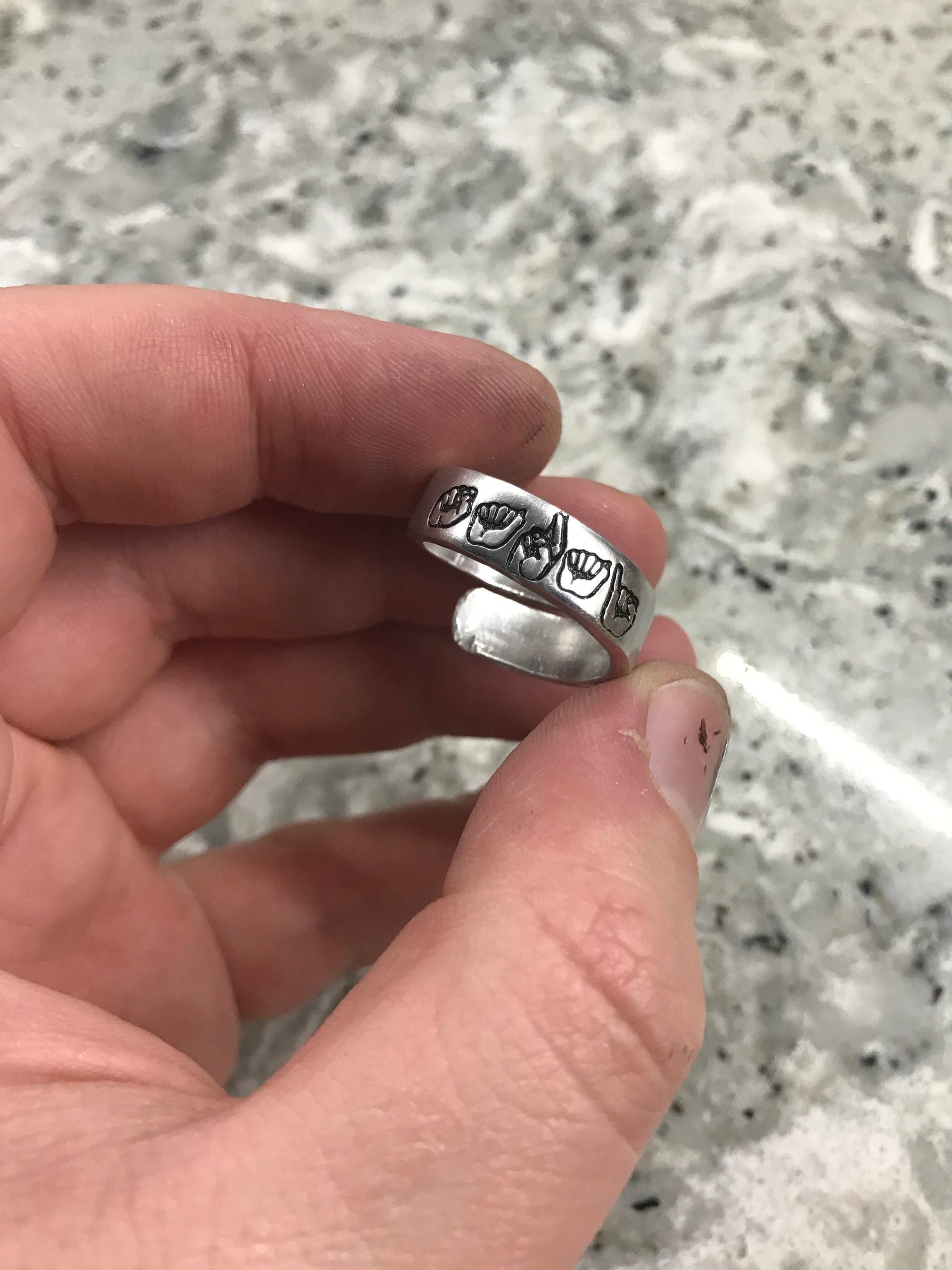 ASL Custom Name Stacking Wrap Ring | American Sign Language Gift | ASL Fingerspelling | Name Sign Jewelry | Finger Alphabet | Interpret