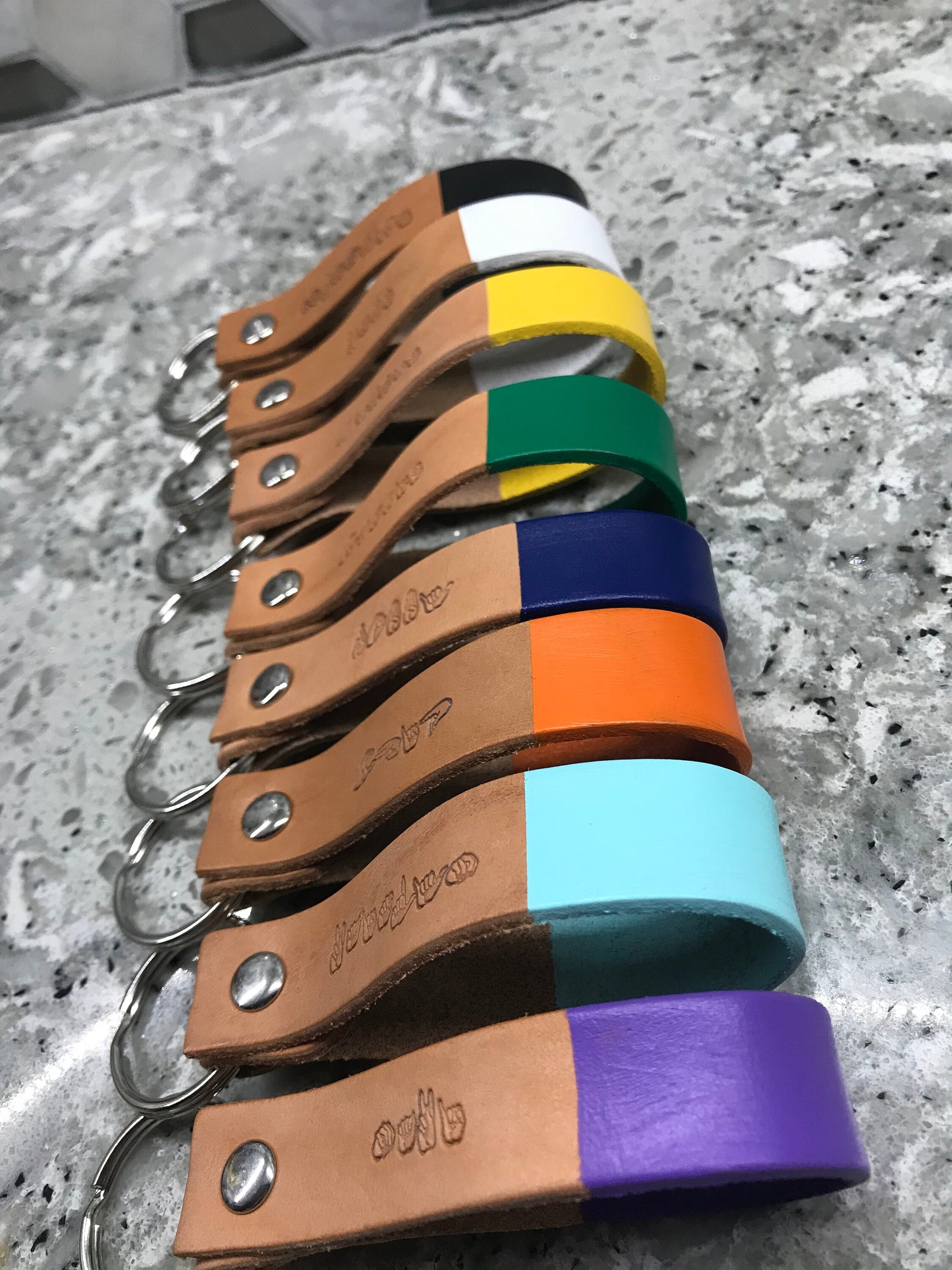 16 COLORS: Custom Color ASL Personalized Name Leather Keychain | American Sign Language Gift | ASL Fingerspelling | Finger Alphabet