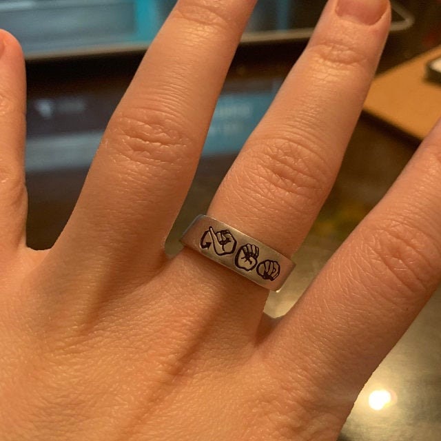 ASL Custom Name Stacking Wrap Ring | American Sign Language Gift | ASL Fingerspelling | Name Sign Jewelry | Finger Alphabet | Interpret