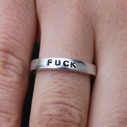 Fuck Dainty Silver Stacking Ring | Mature Funny Jewelry | F Word Jewelry | Funny Unique | Zero Fucks | Swear Curse | Cuss Word | Fuck 2020