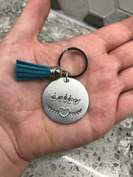 ASL Custom Name Tassel Keychain | American Sign Language Gift | ASL Fingerspelling | Name Sign Jewelry | Finger Alphabet | Interpret
