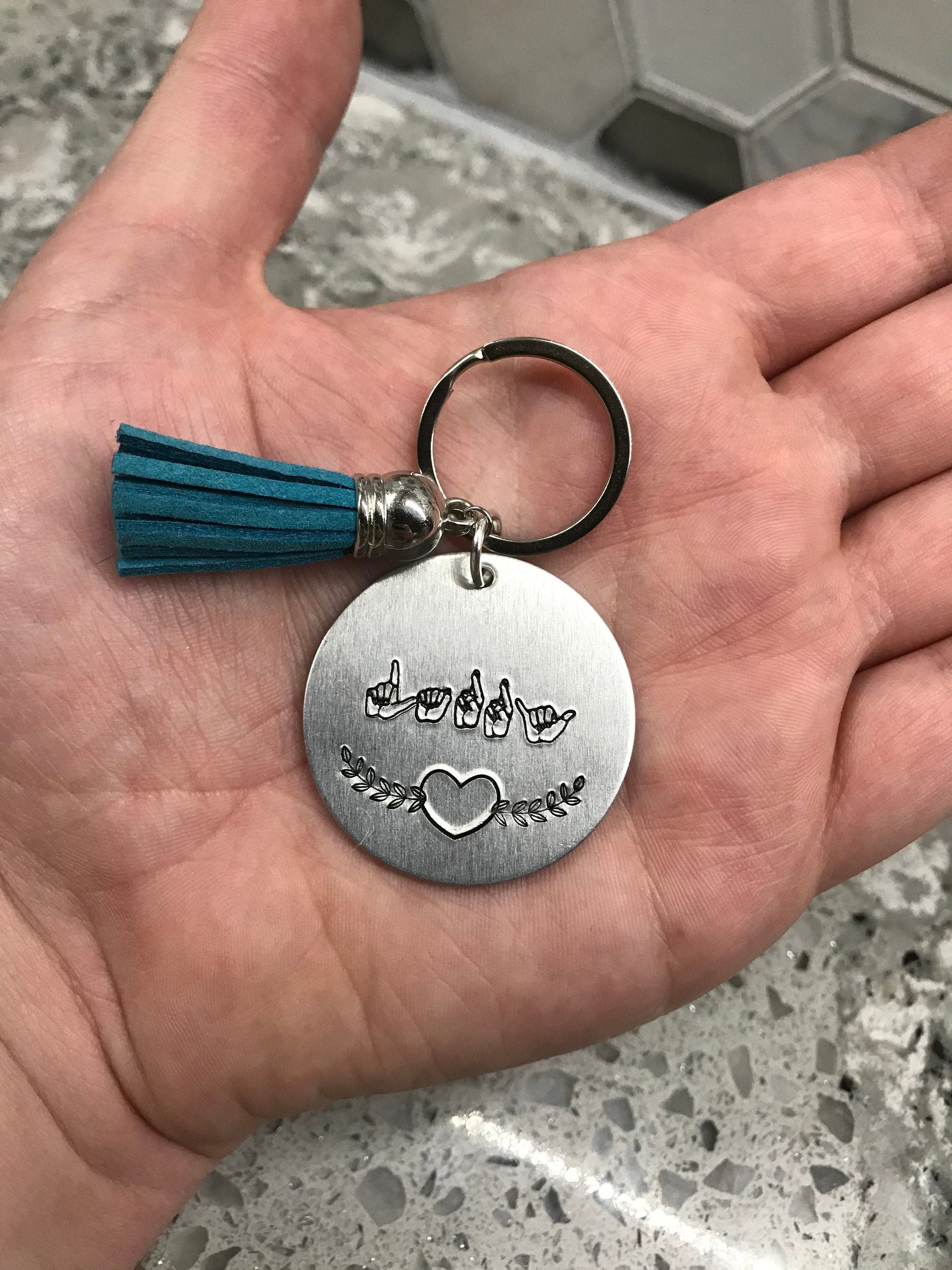 ASL Custom Name Tassel Keychain | American Sign Language Gift | ASL Fingerspelling | Name Sign Jewelry | Finger Alphabet | Interpret