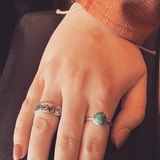 ASL Custom Name Stacking Wrap Ring | American Sign Language Gift | ASL Fingerspelling | Name Sign Jewelry | Finger Alphabet | Interpret