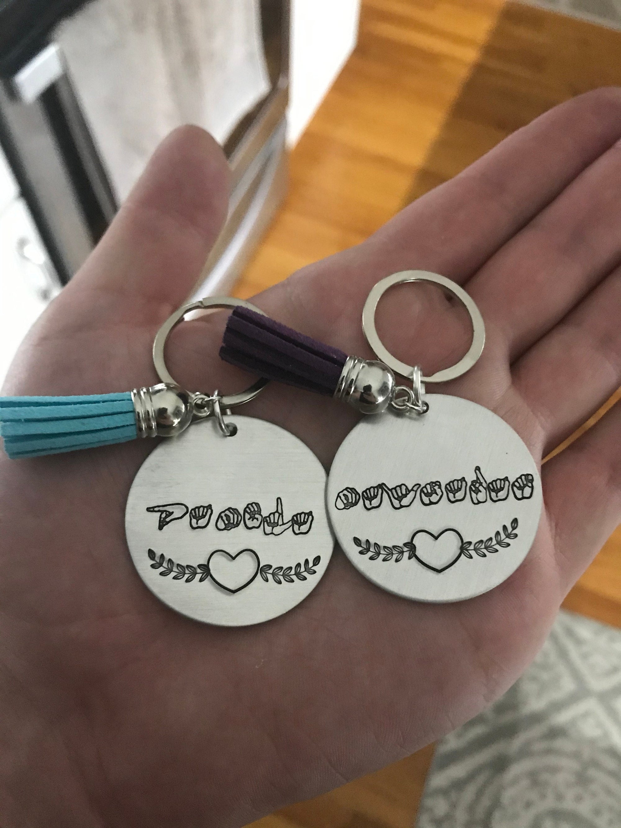 ASL Custom Name Tassel Keychain | American Sign Language Gift | ASL Fingerspelling | Name Sign Jewelry | Finger Alphabet | Interpret