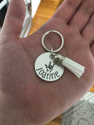ASL I Love You Custom Name Tassel Keychain | American Sign Language Gift | ASL Fingerspelling | ASL Love Hand | Finger Alphabet | Interpret