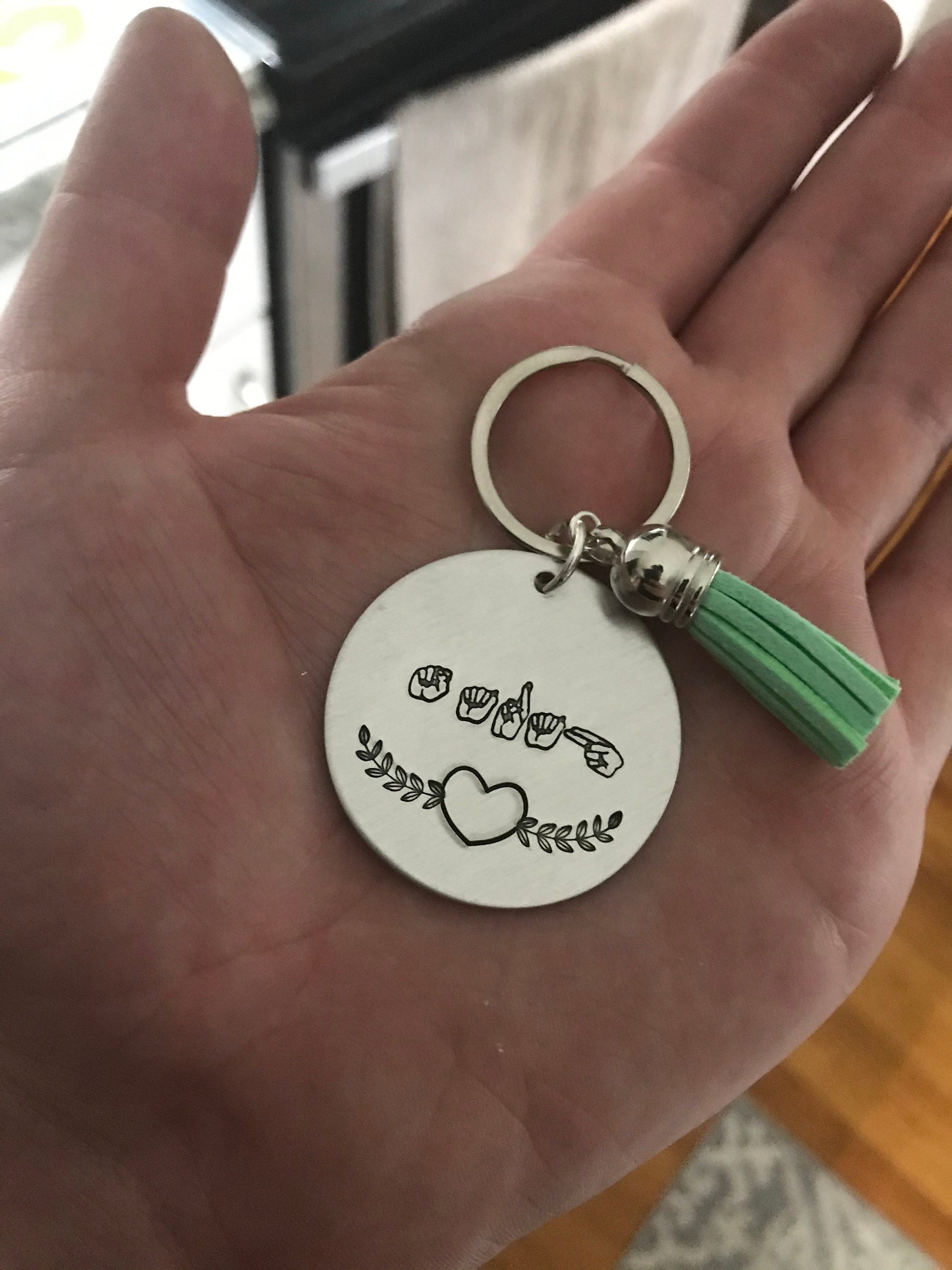 ASL Custom Name Tassel Keychain | American Sign Language Gift | ASL Fingerspelling | Name Sign Jewelry | Finger Alphabet | Interpret