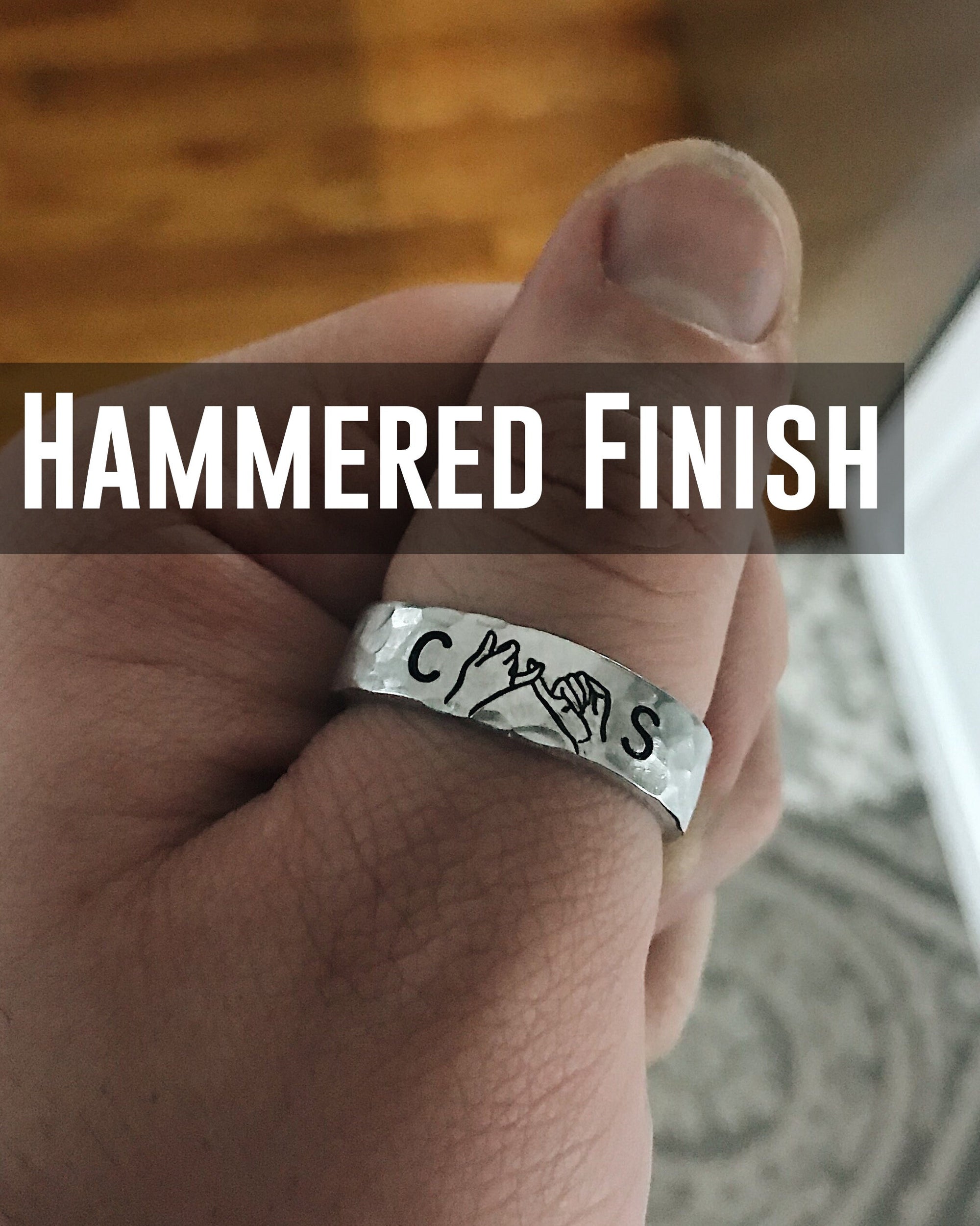 1 Custom Initials Pinky Swear Minimalist Stacking Ring | Pinky Promise Ring | Best Friend Birthday Gifts | Dainty Silver Ring | I Swear