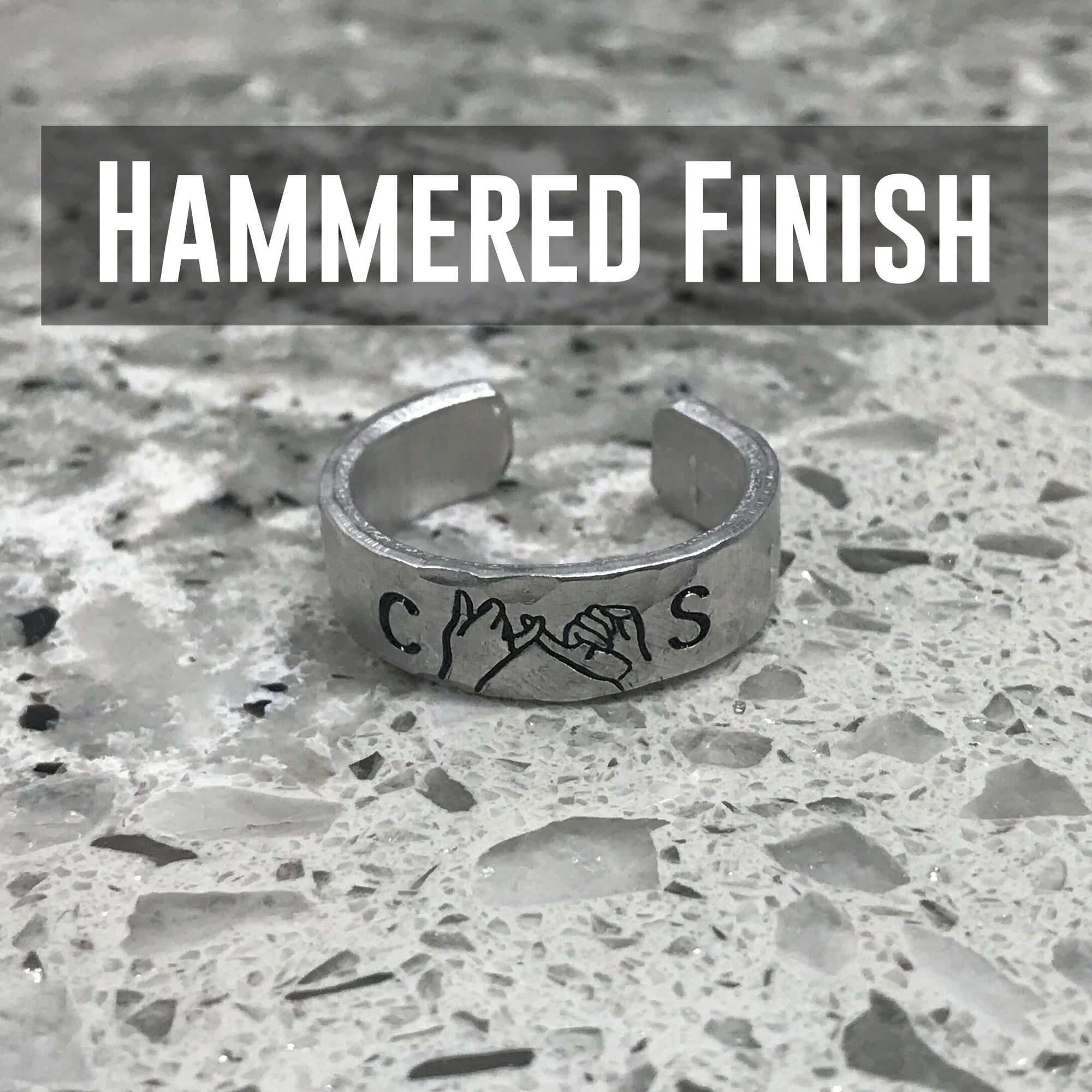 1 Custom Initials Pinky Swear Minimalist Stacking Ring | Pinky Promise Ring | Best Friend Birthday Gifts | Dainty Silver Ring | I Swear