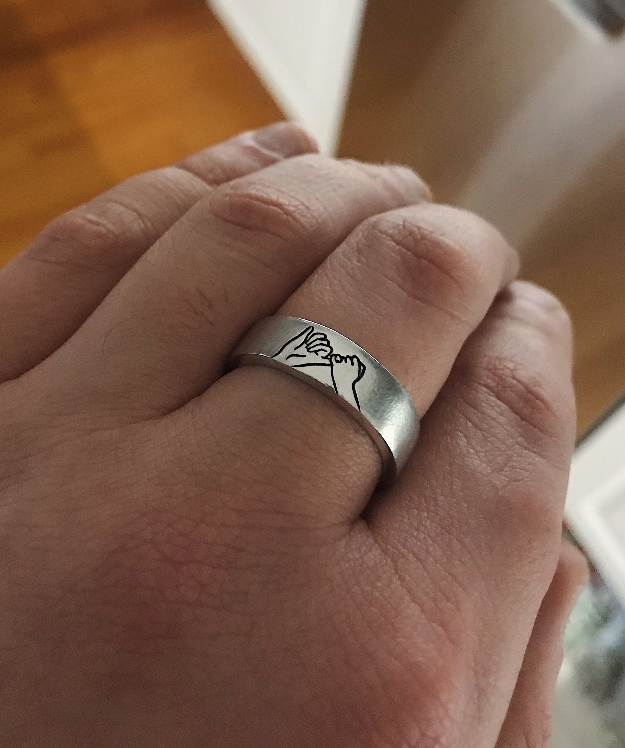 Father & Child Pinky Swear Minimalist Stacking Ring | Father's Day Gift | Pinky Promise Ring | Father Child Matching | Dainty Silver Ring