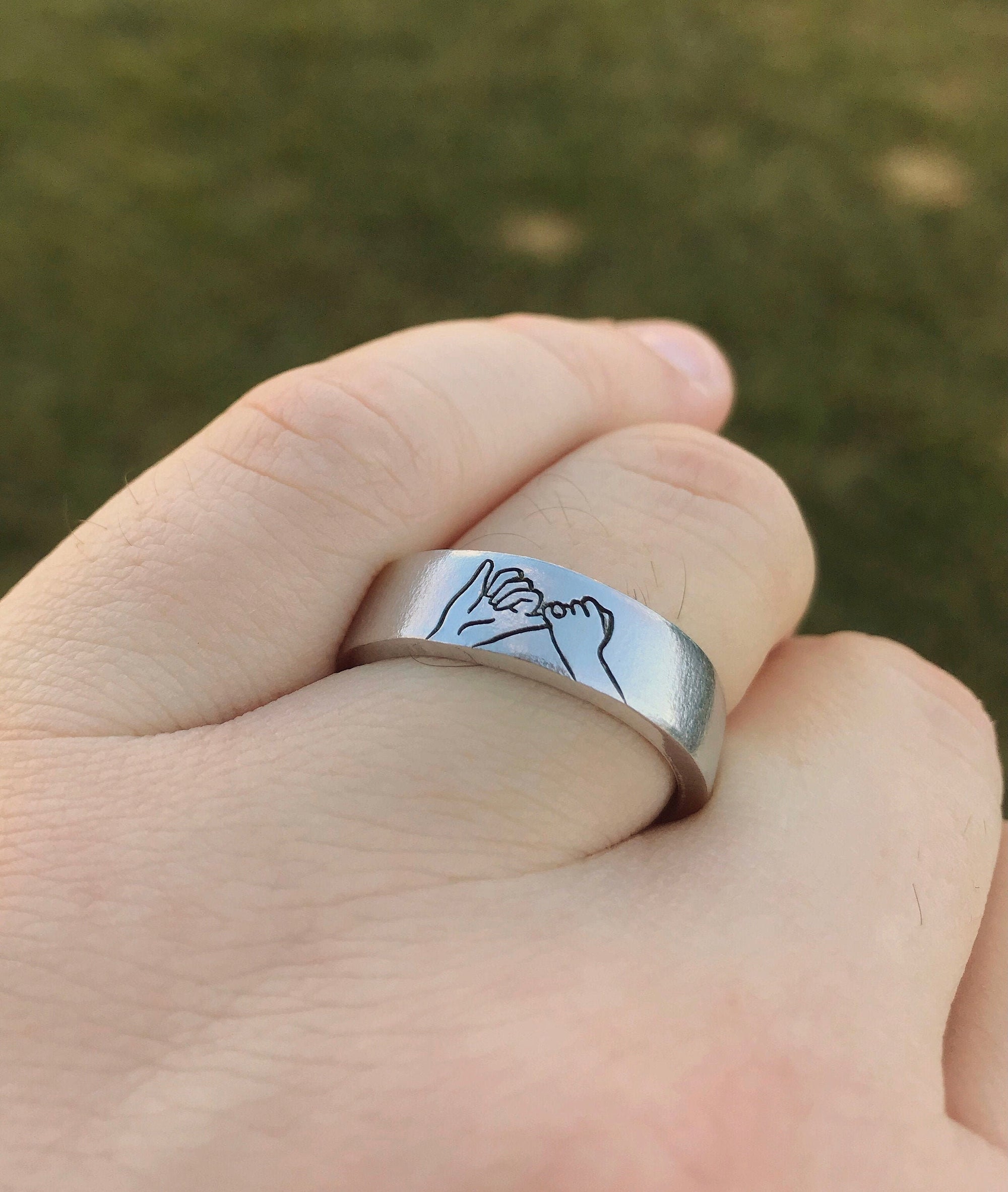 Father & Child Pinky Swear Minimalist Stacking Ring | Father's Day Gift | Pinky Promise Ring | Father Child Matching | Dainty Silver Ring