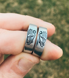 Matching 2 Ring Best Friend Sun & Moon Tarot Hands Stacking Ring Set | Best Friend Birthday Gift | Rings for Sisters | Mystic Hands | Zodiac
