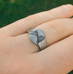 Rustic Skeleton Pinky Swear Signet Style Stacking Ring | Goth Pinky Promise Ring | Best Friend BFFs | Dainty Silver | Halloween Skeleton