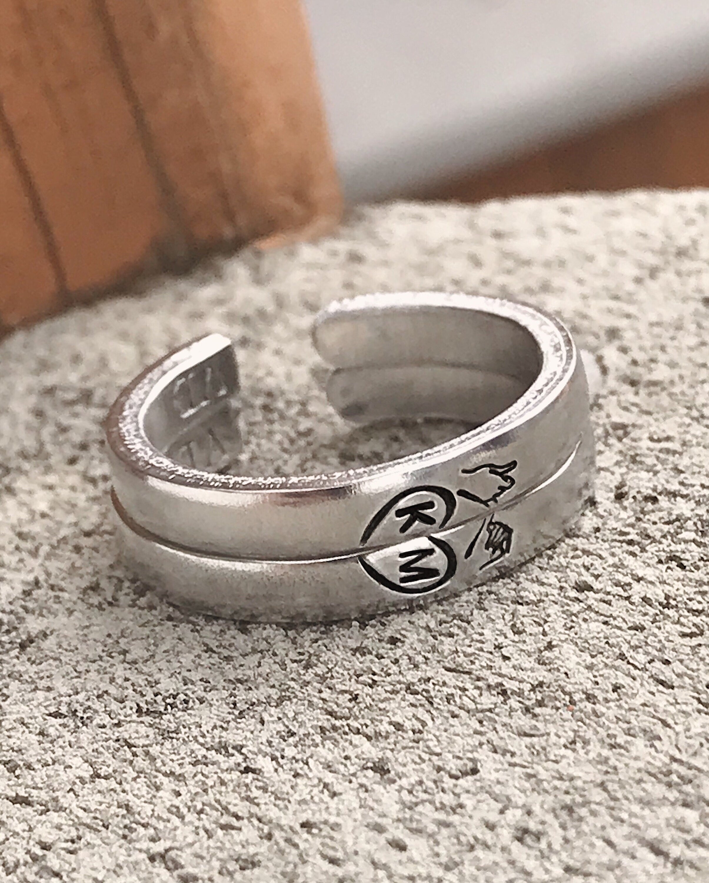 Mini Matching 2 Ring Custom Initials Pinky Swear Heart Stacking Ring Set | Pinky Promise Ring | Best Friend Birthday Gifts | Valentine's Day