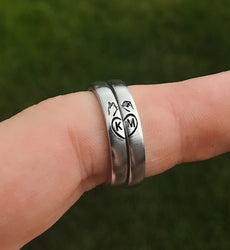 Mini Matching 2 Ring Custom Initials Pinky Swear Heart Stacking Ring Set | Pinky Promise Ring | Best Friend Birthday Gifts | Valentine's Day