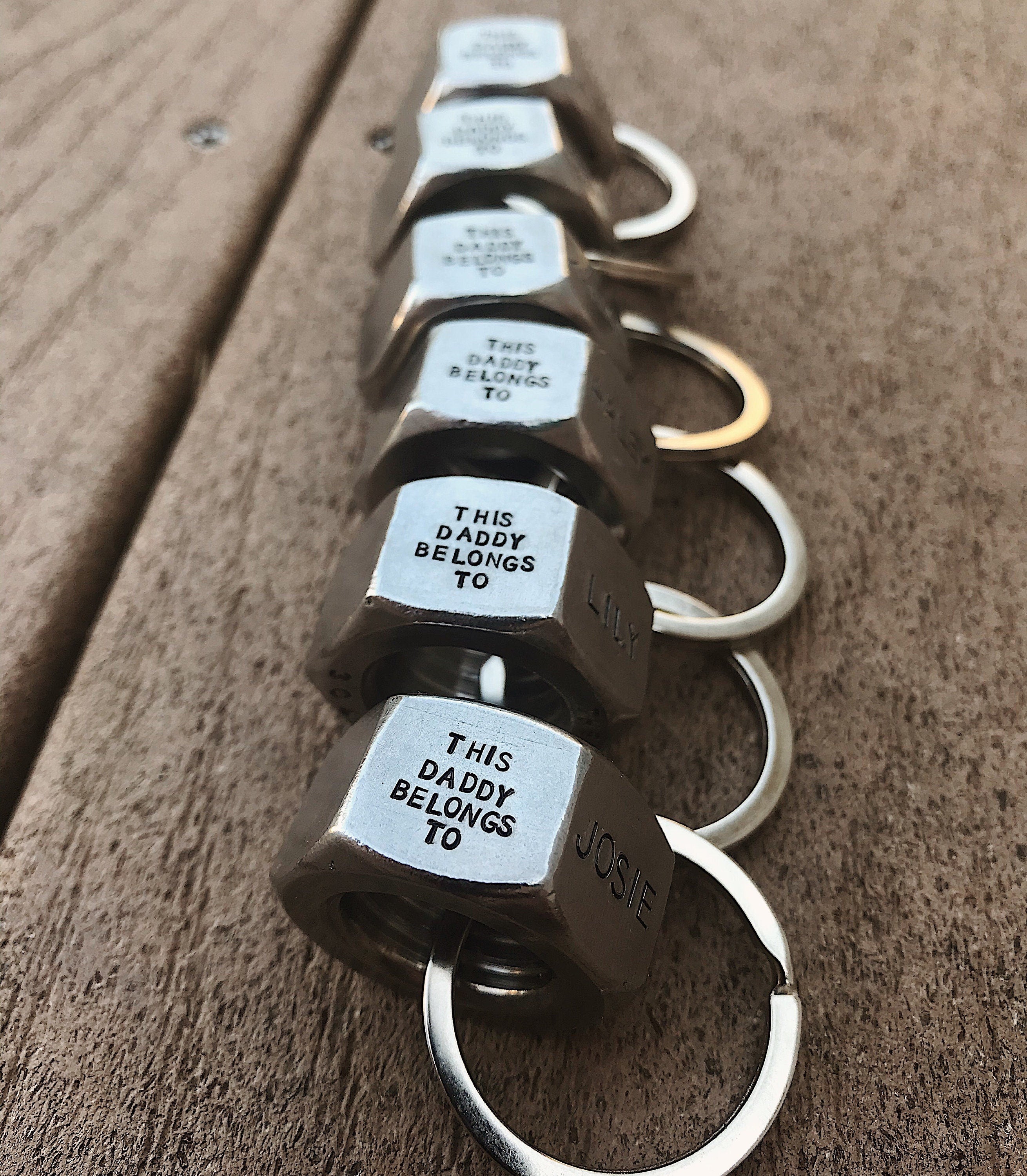 UP TO 5 NAMES: Unique Father's Day Gift | This Daddy Belongs To Keychain | Mens Valentines Gift | First Fathers Day | Kids Name Personalized