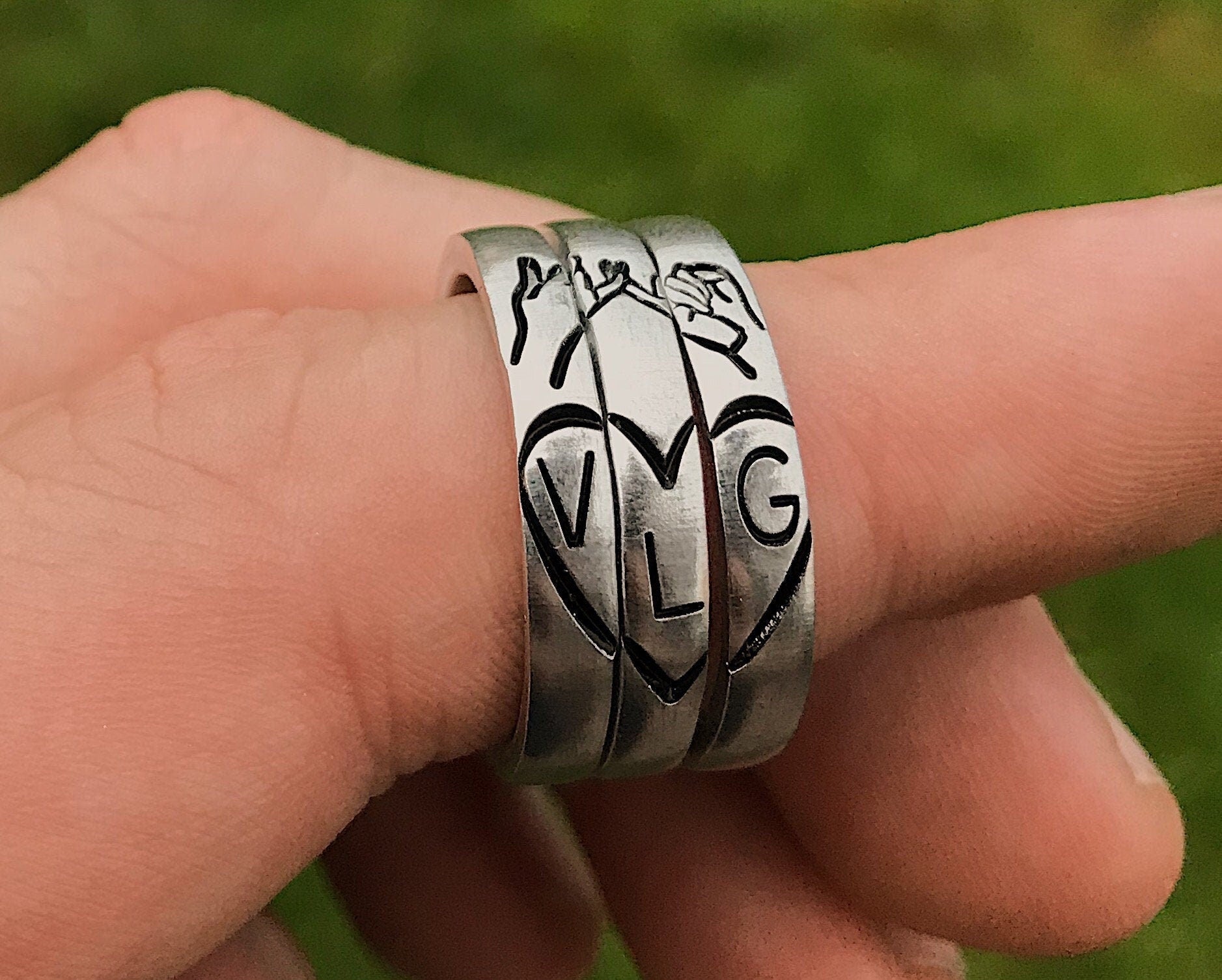 Best Friend Rings for 3 | Custom Initials Pinky Swear Stacking Ring Set | Promise Ring Set | Best Friend Birthday Gift | Dainty Silver Ring