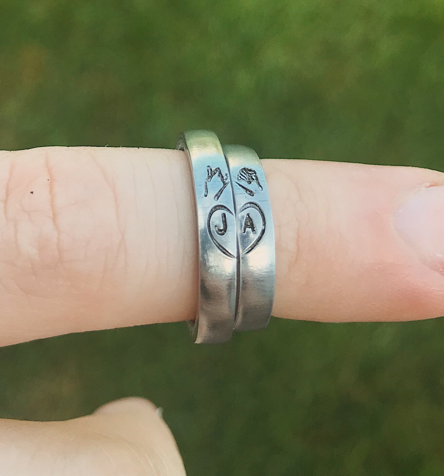 Mini Matching 2 Ring Custom Initials Pinky Swear Heart Stacking Ring Set | Pinky Promise Ring | Best Friend Birthday Gifts | Valentine's Day