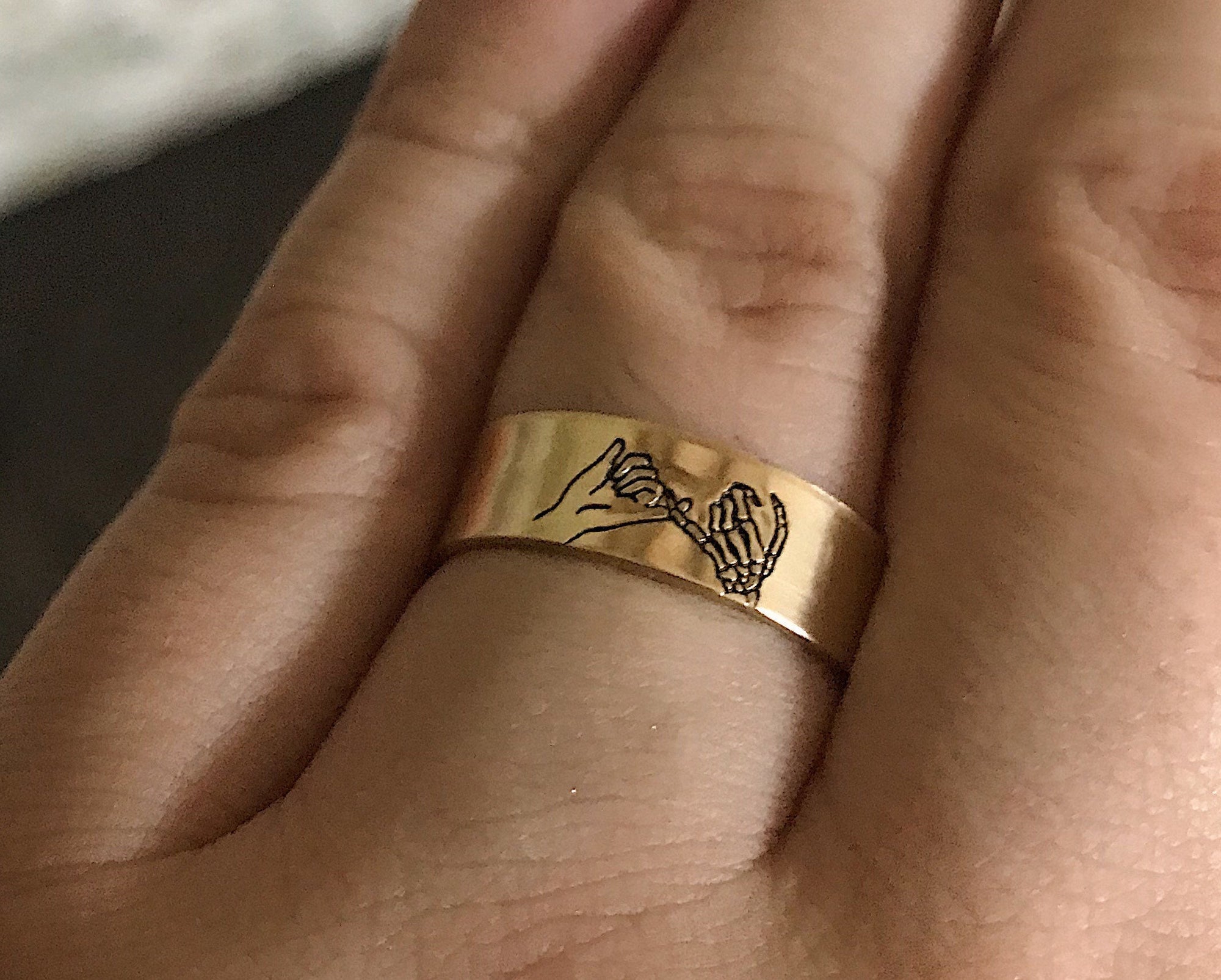 Skeleton Pinky Swear Minimalist Stacking Ring | Goth Pinky Promise Ring | Best Friend BFFs | Dainty Silver | I Swear | Halloween Skeleton