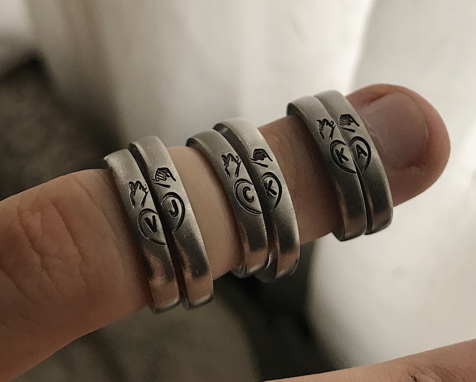 Mini Matching 2 Ring Custom Initials Pinky Swear Heart Stacking Ring Set | Pinky Promise Ring | Best Friend Birthday Gifts | Valentine's Day
