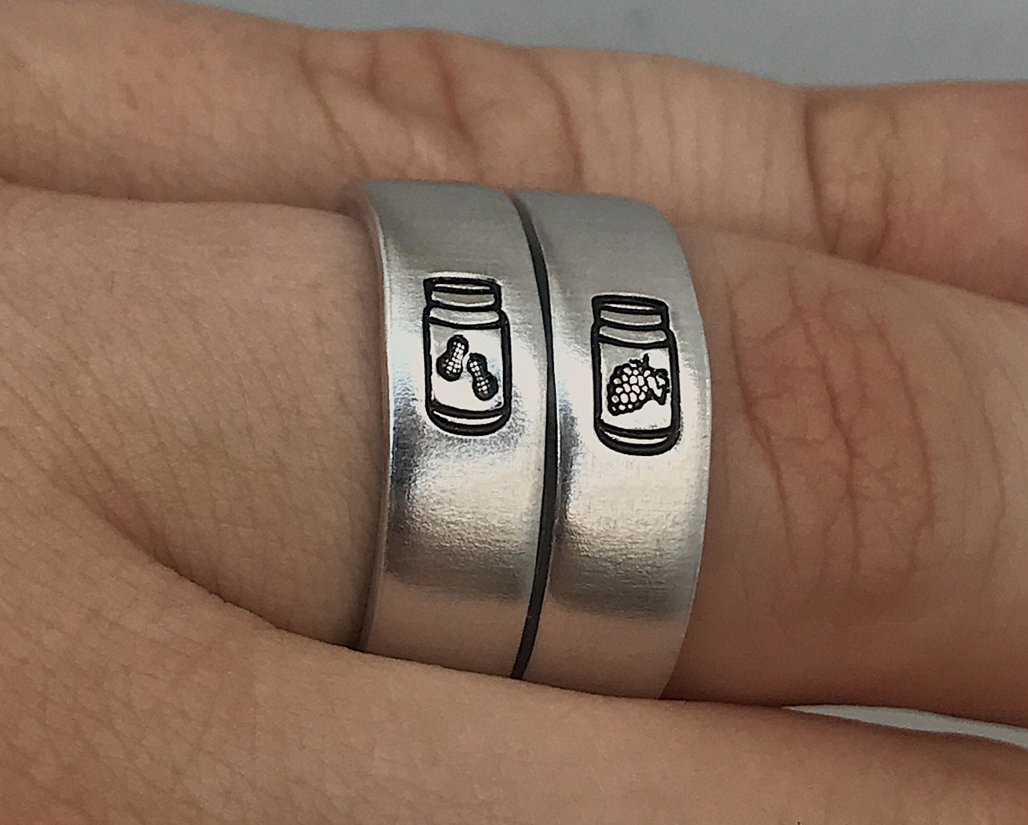 Matching 2 Ring Best Friend Peanut Butter & Jelly Ring Set | Pinky Promise | Best Friend Birthday Gifts | Rings for Sisters | Rings for 2