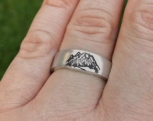 Detailed Mountain Range Stacking Ring | Mountain Ring | Mountains Are Calling and I Must Go | Outdoor Jewelry | Evergreen Forest Ring