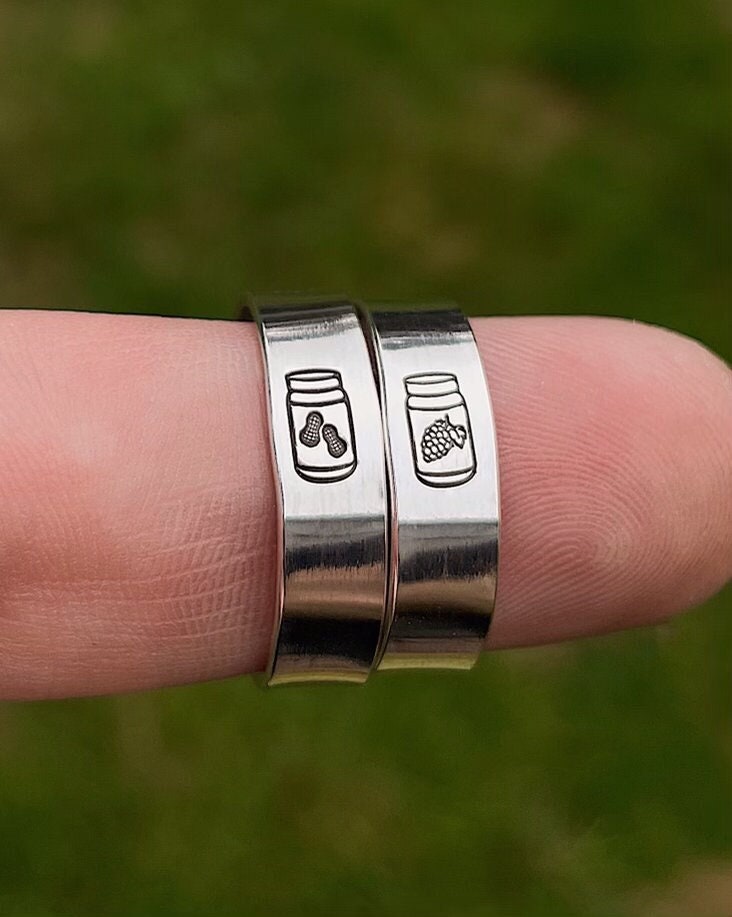 Matching 2 Ring Best Friend Peanut Butter & Jelly Ring Set | Pinky Promise | Best Friend Birthday Gifts | Rings for Sisters | Rings for 2