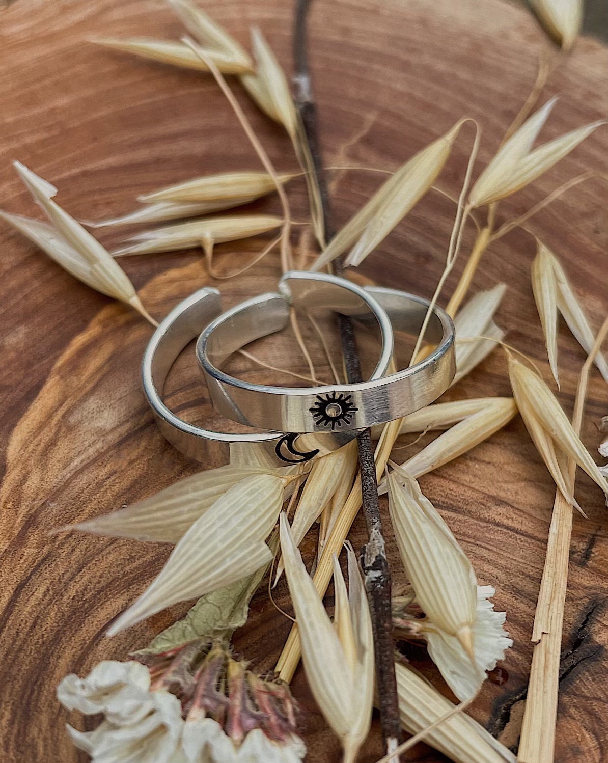 Matching 2 Ring Best Friend Sun & Moon Stacking Ring Set | Best Friend Birthday Gift | Rings for Sisters | Zodiac | Rings for Best Friends