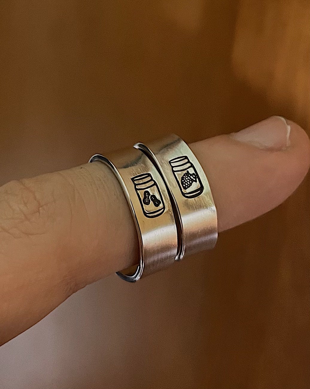 Matching 2 Ring Best Friend Peanut Butter & Jelly Ring Set | Pinky Promise | Best Friend Birthday Gifts | Rings for Sisters | Rings for 2