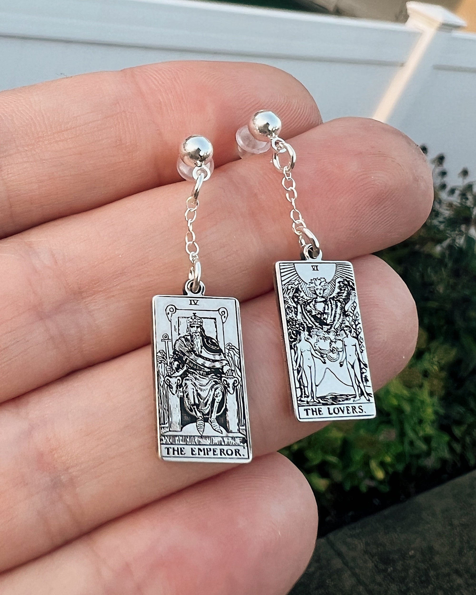 22 CARDS: Dainty Tarot Card Sterling Silver Dangle Earring | Best Friend Birthday Gift | Tarot Card Earrings | Celestial Mystic Jewelry