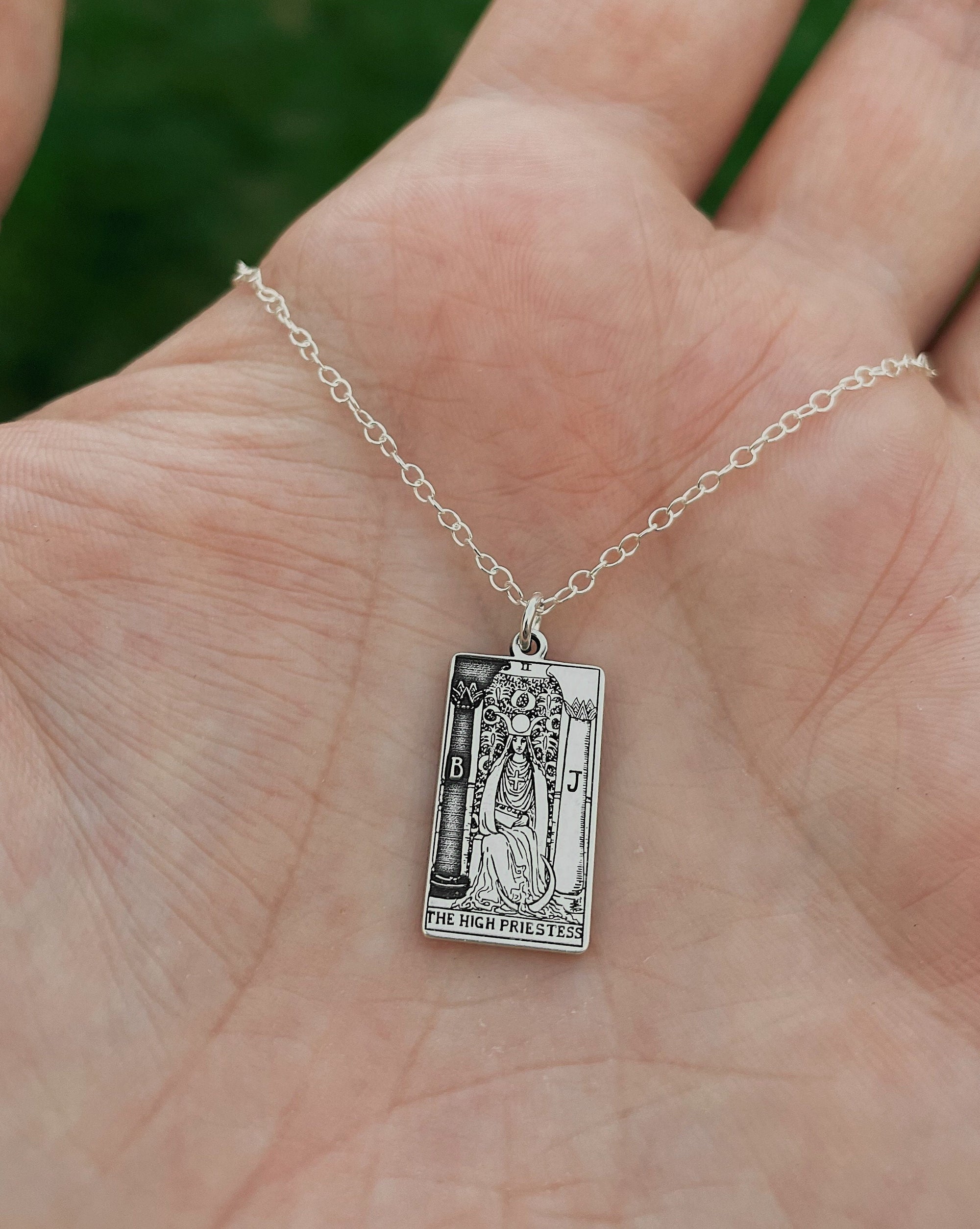 The High Priestess Tarot Card Necklace - Sterling Silver