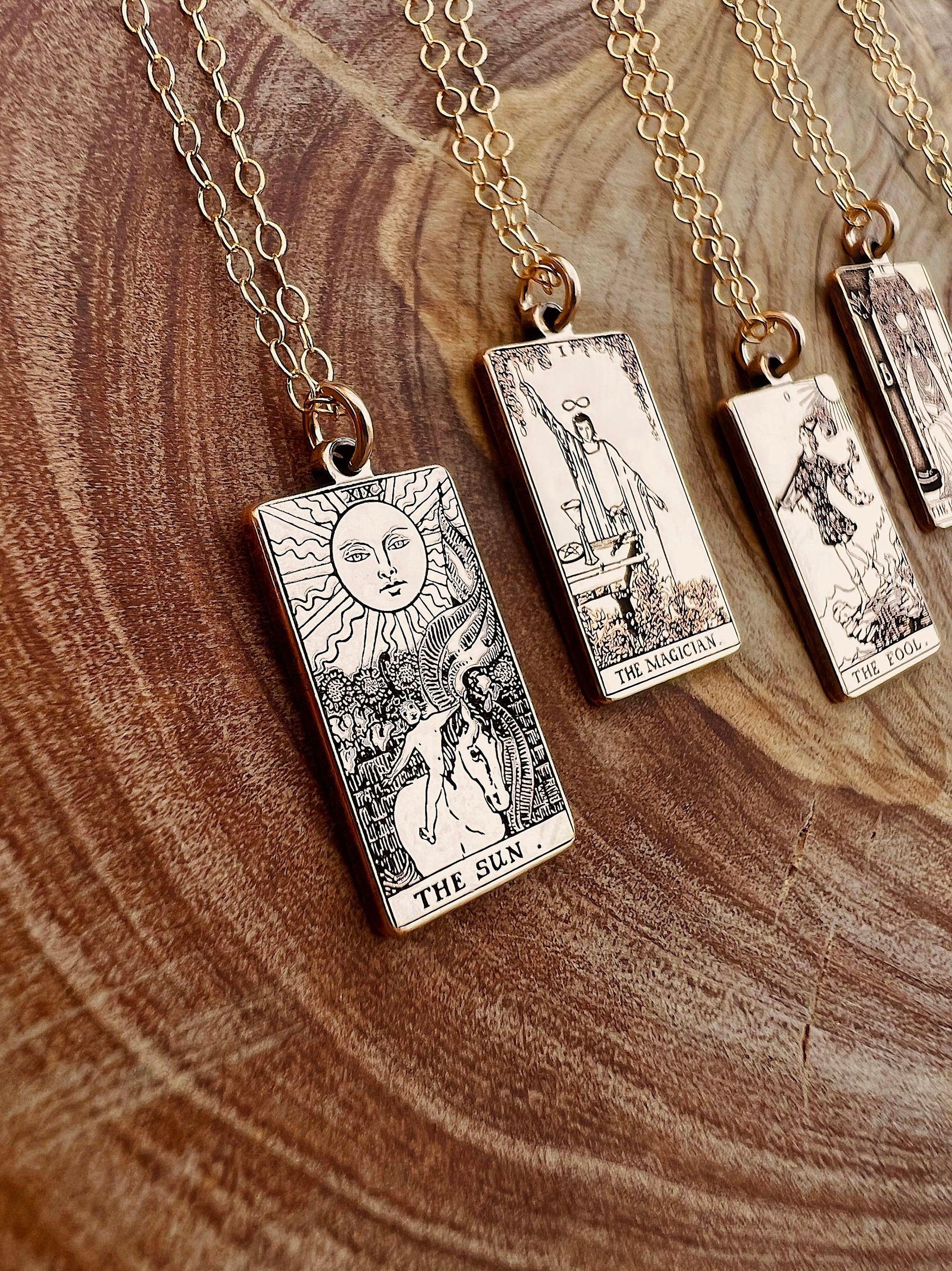 22 CARDS: Dainty Tarot Card Gold Filled Charm Necklace | Best Friend Birthday Gift | Gold Tarot Card Necklace | Celestial Mystic Jewelry