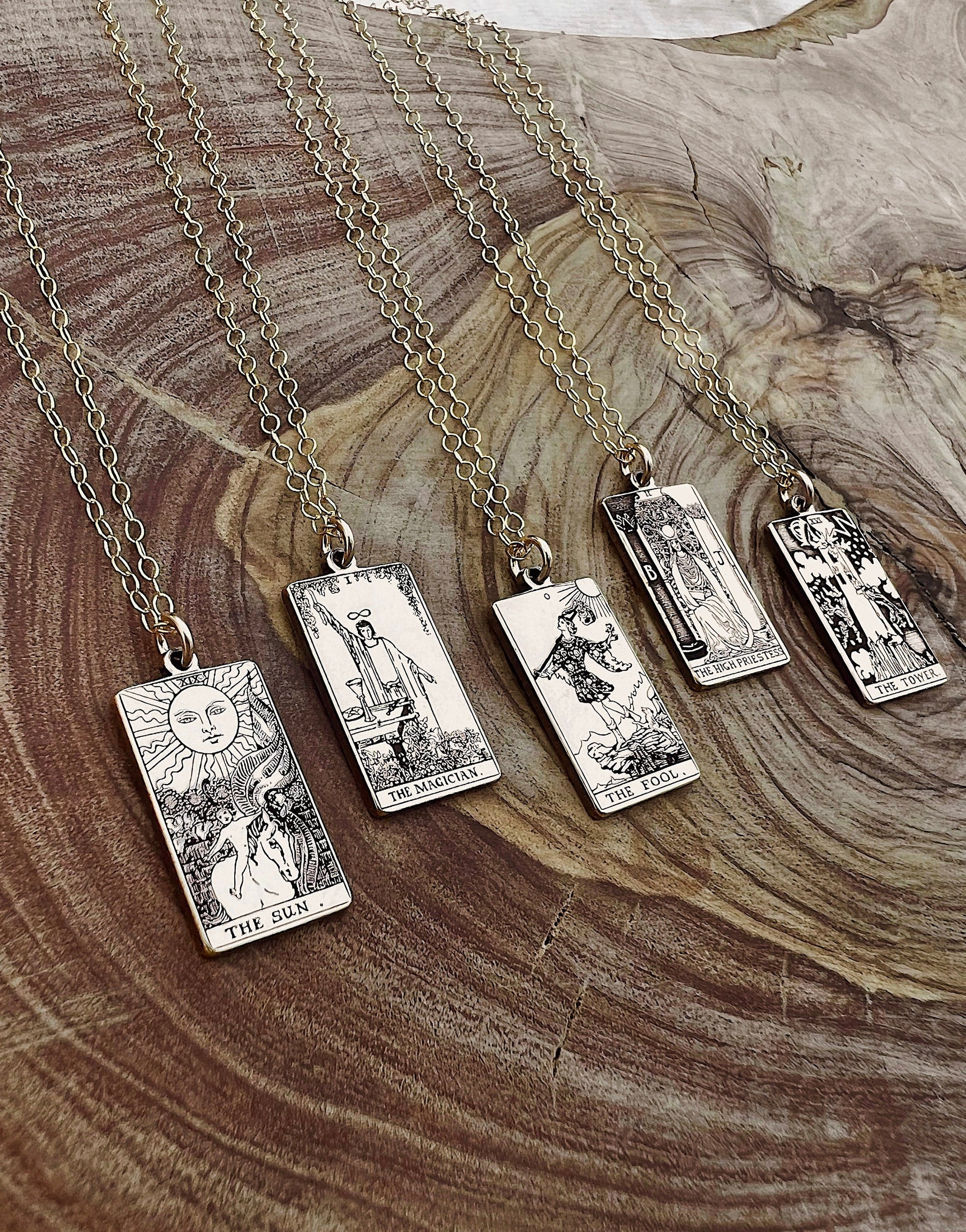 22 CARDS: Dainty Tarot Card Gold Filled Charm Necklace | Best Friend Birthday Gift | Gold Tarot Card Necklace | Celestial Mystic Jewelry