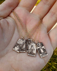 22 CARDS: Dainty Tarot Card Gold Filled Charm Necklace | Best Friend Birthday Gift | Gold Tarot Card Necklace | Celestial Mystic Jewelry