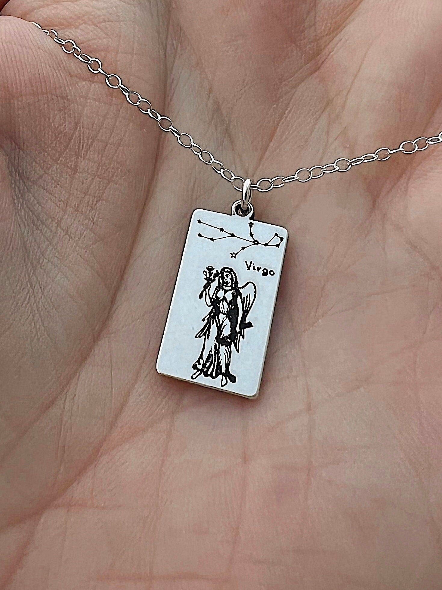 Virgo Dainty Zodiac Sign Necklace - Sterling Silver