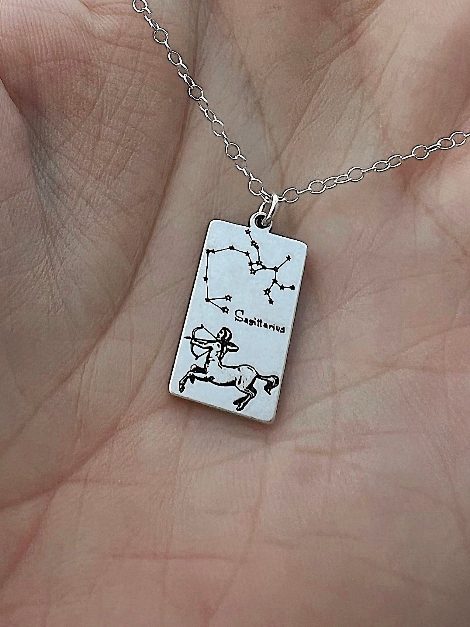 Sagittarius Zodiac Sign Necklace - Sterling Silver