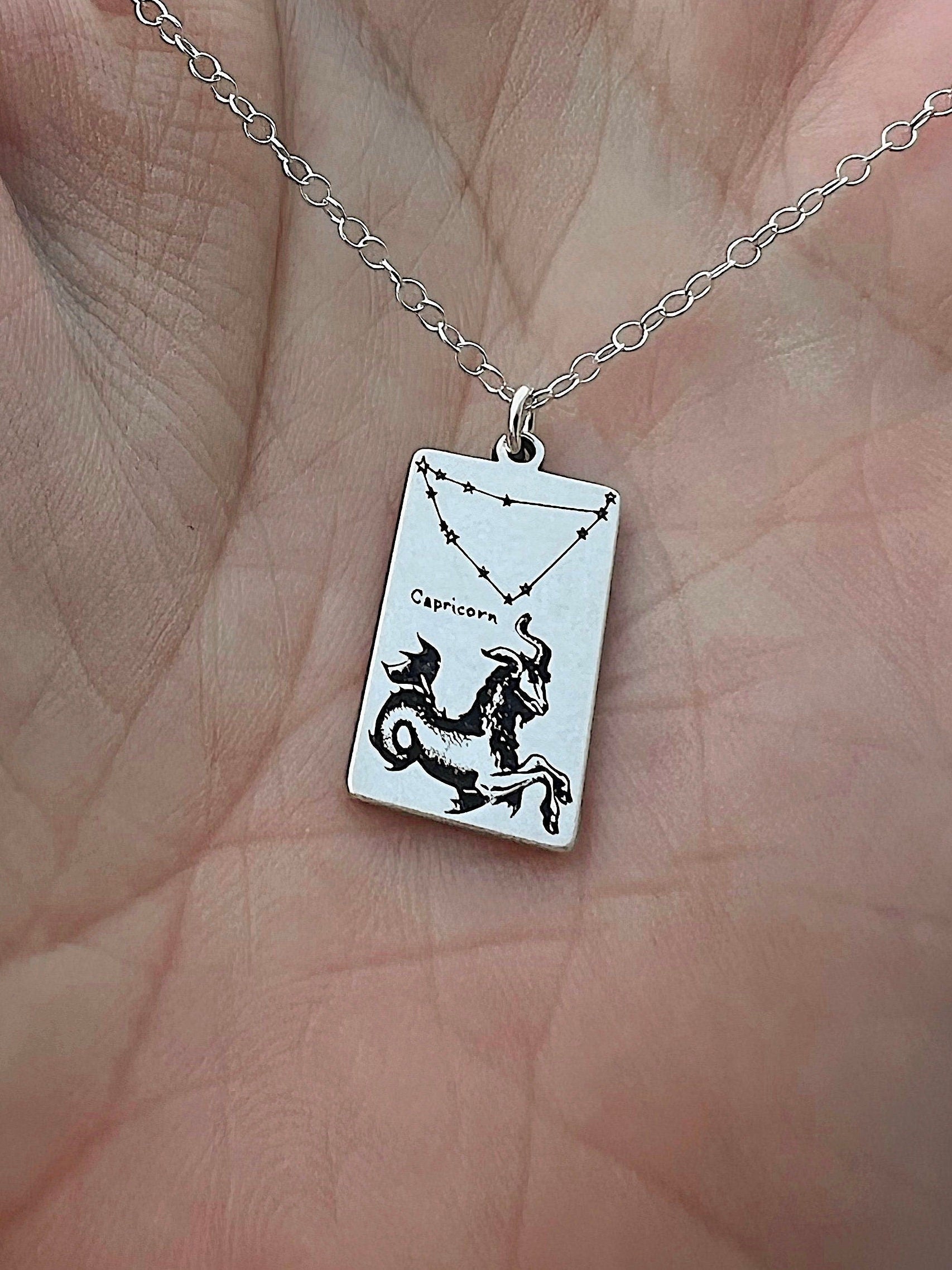 Capricorn Zodiac Sign Necklace - Sterling Silver
