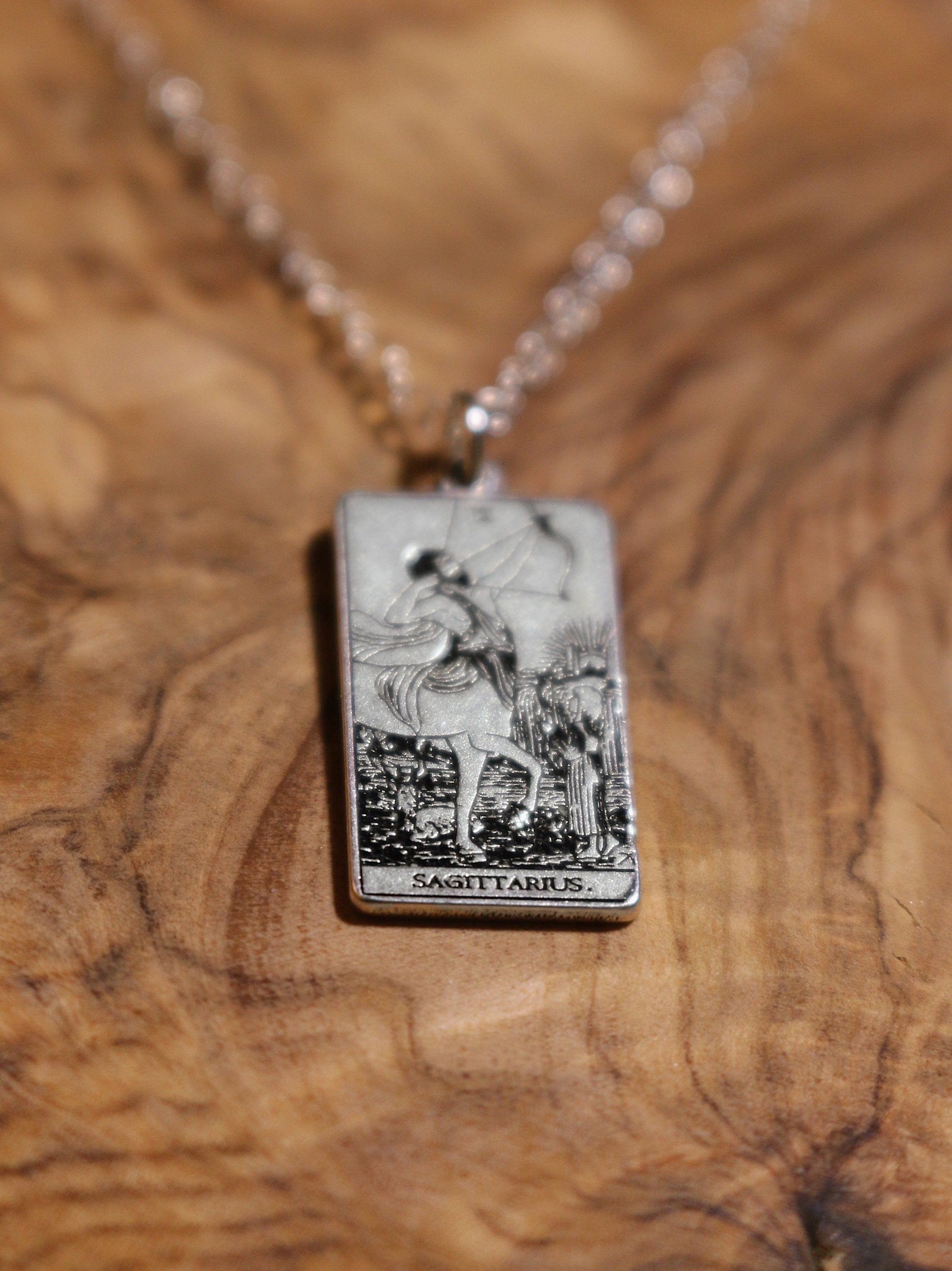 Sagittarius Death Tarot Card Inspired Zodiac Necklace - Sterling Silver