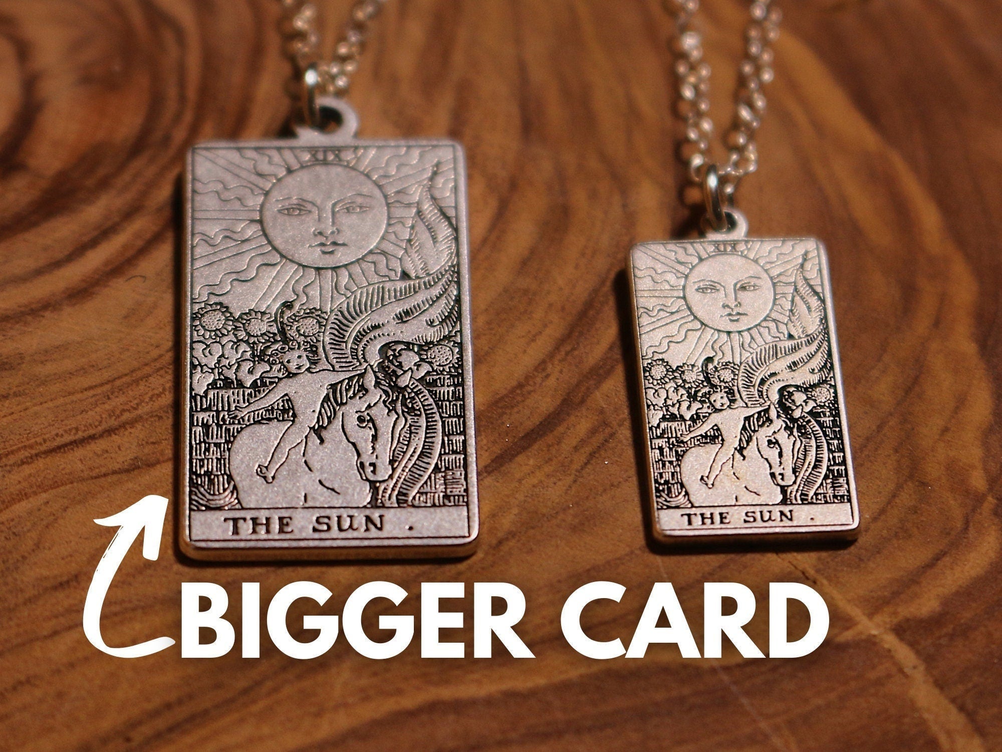 22 CARDS: Large Tarot Card Necklace | Best Friend Birthday Gift | Sterling Silver Tarot Card Necklace | Celestial Mystic Witch Jewelry
