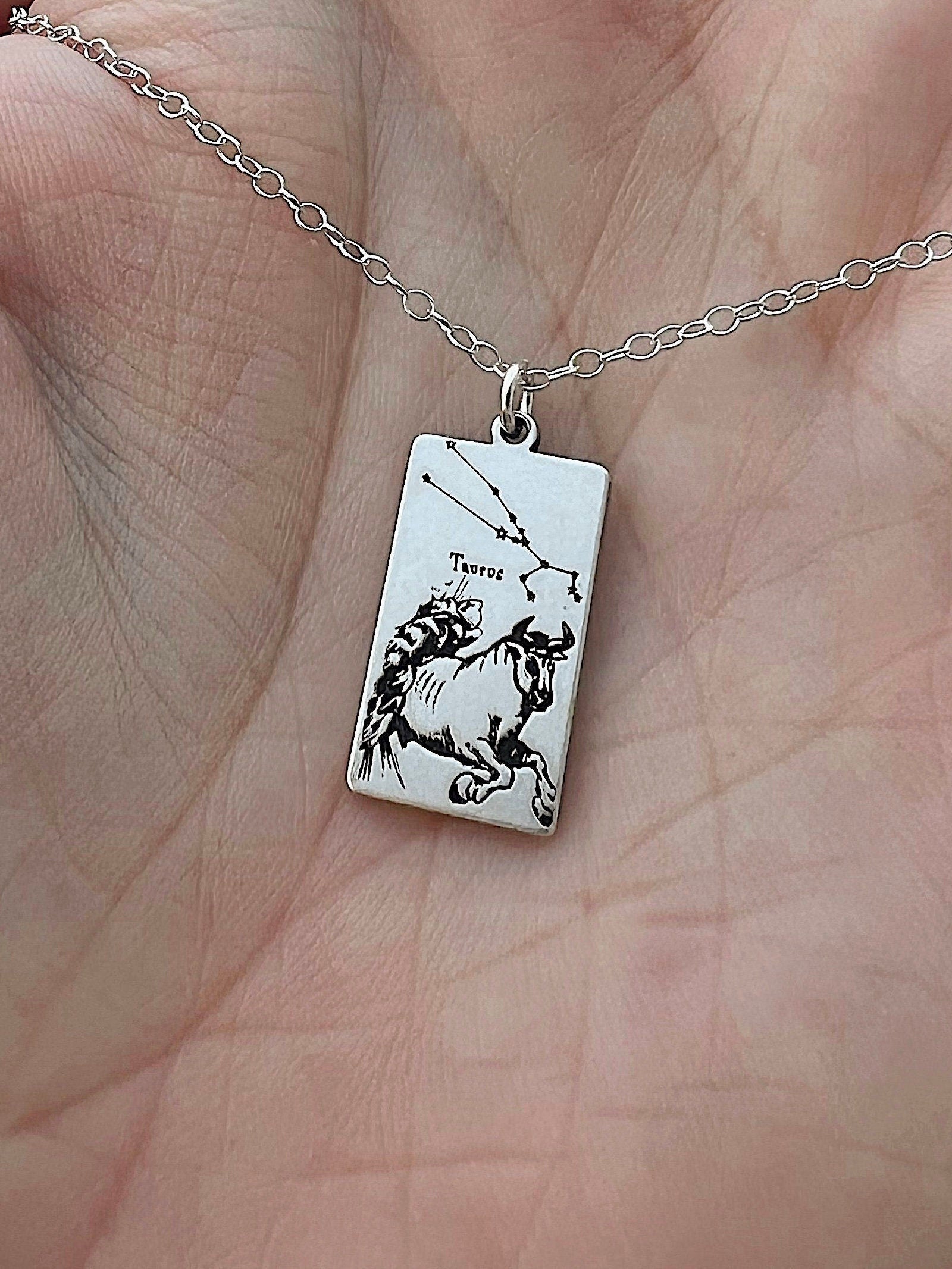 Taurus Zodiac Sign Necklace - Sterling Silver