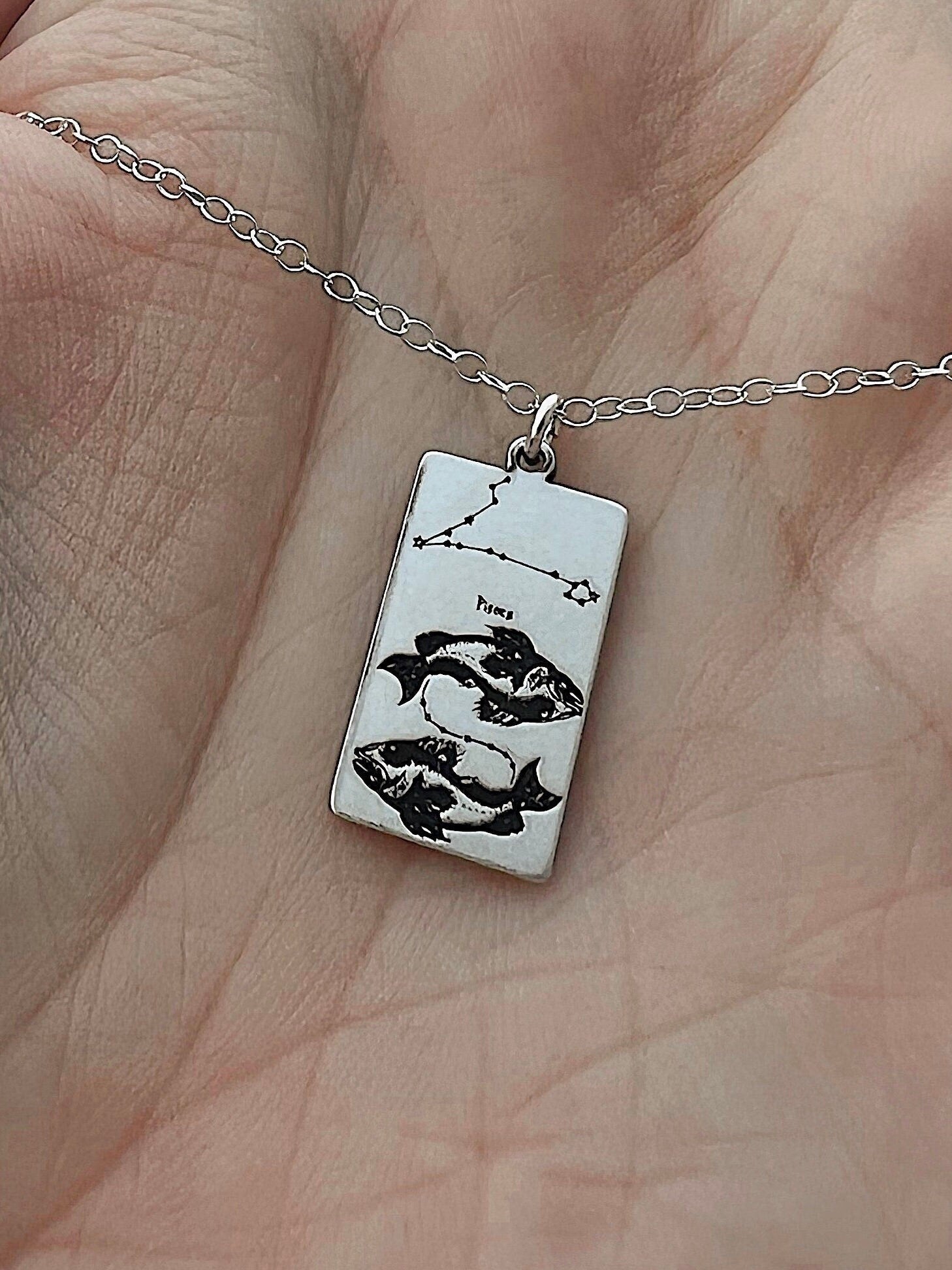 Pisces Zodiac Sign Necklace - Sterling Silver