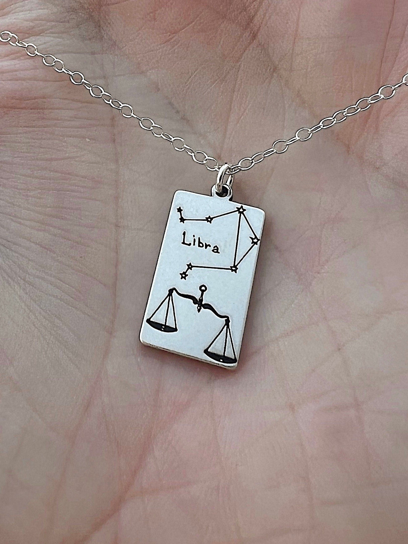 Libra Zodiac Sign Necklace - Sterling Silver