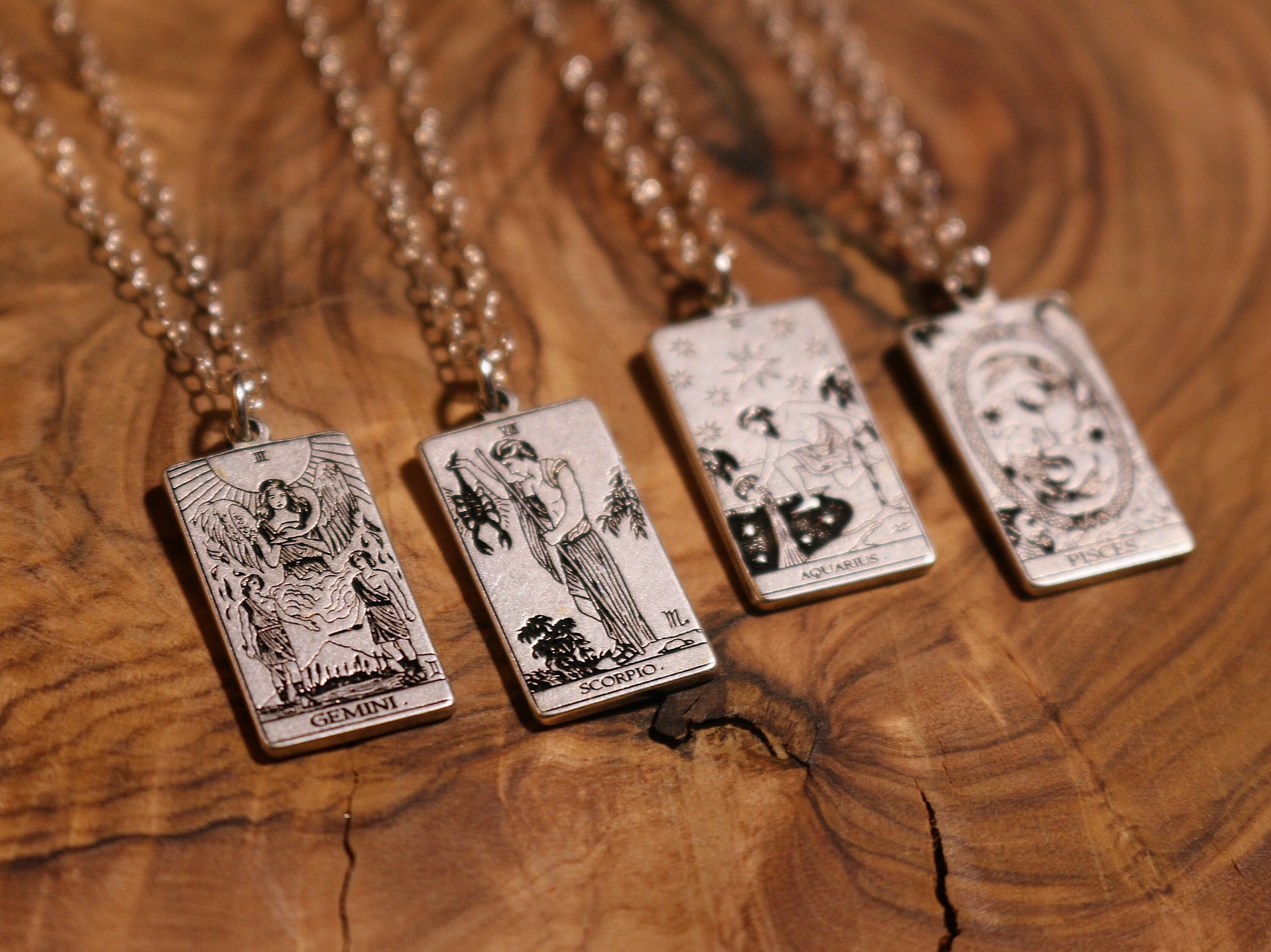 12 ZODIACS: Tarot Card Inspired Zodiac Necklace | Best Friend Gift | Tarot Card Necklace | Celestial Mystic Jewelry | Occult Necklace