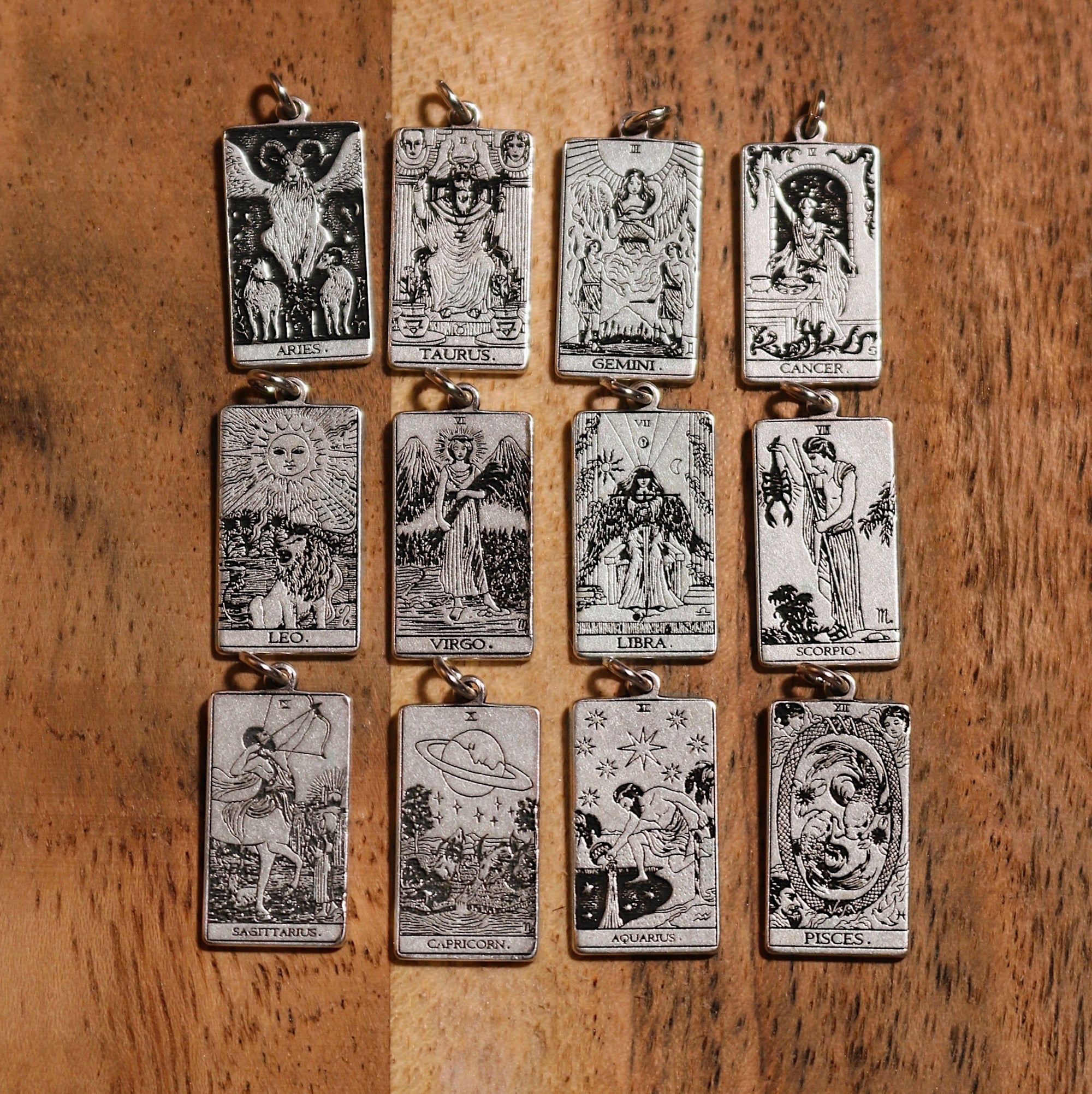 Taurus The Hierophant Tarot Card Inspired Zodiac Necklace - Sterling Silver