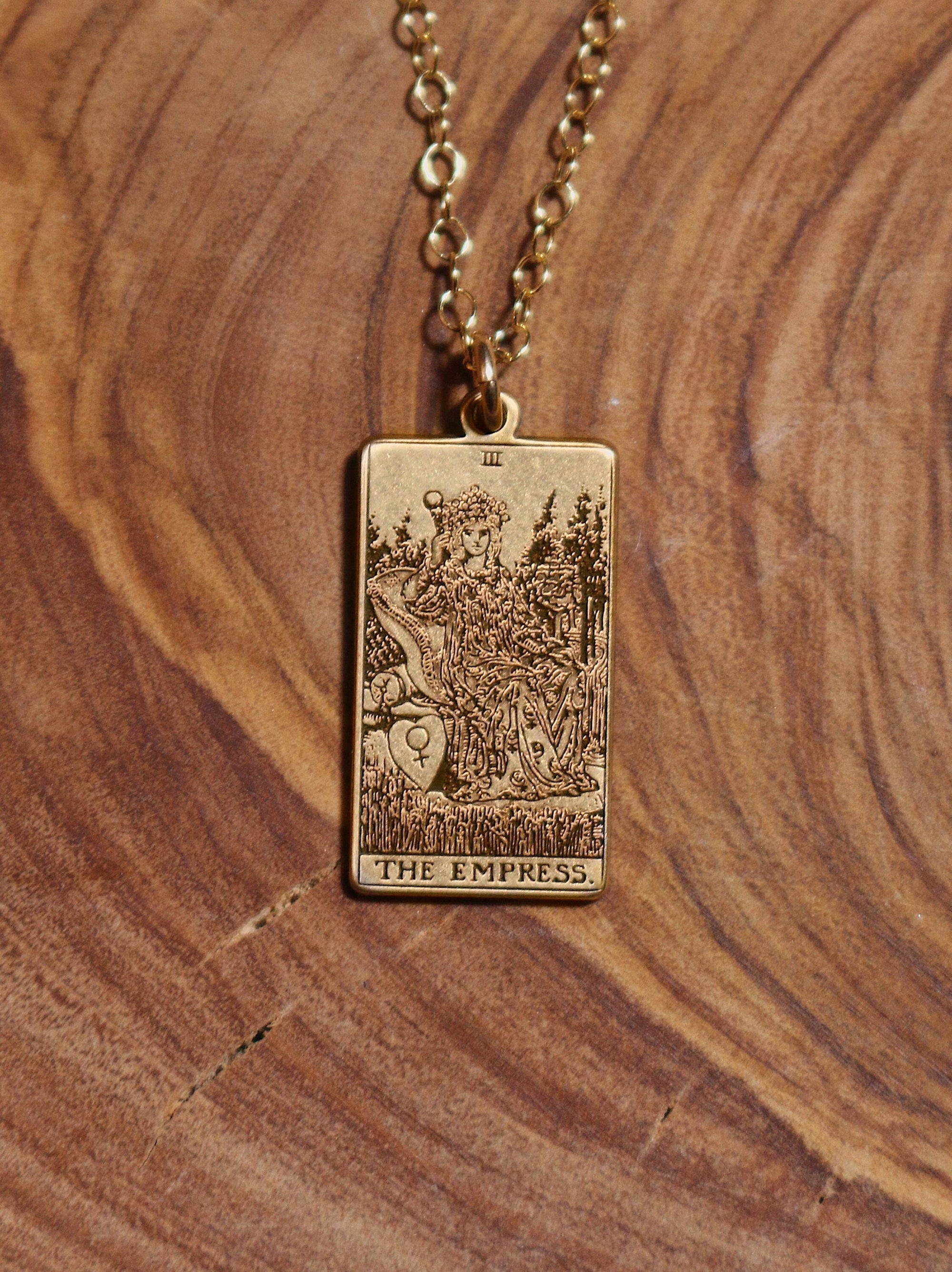 The Empress Tarot Card Necklace - Gold Filled