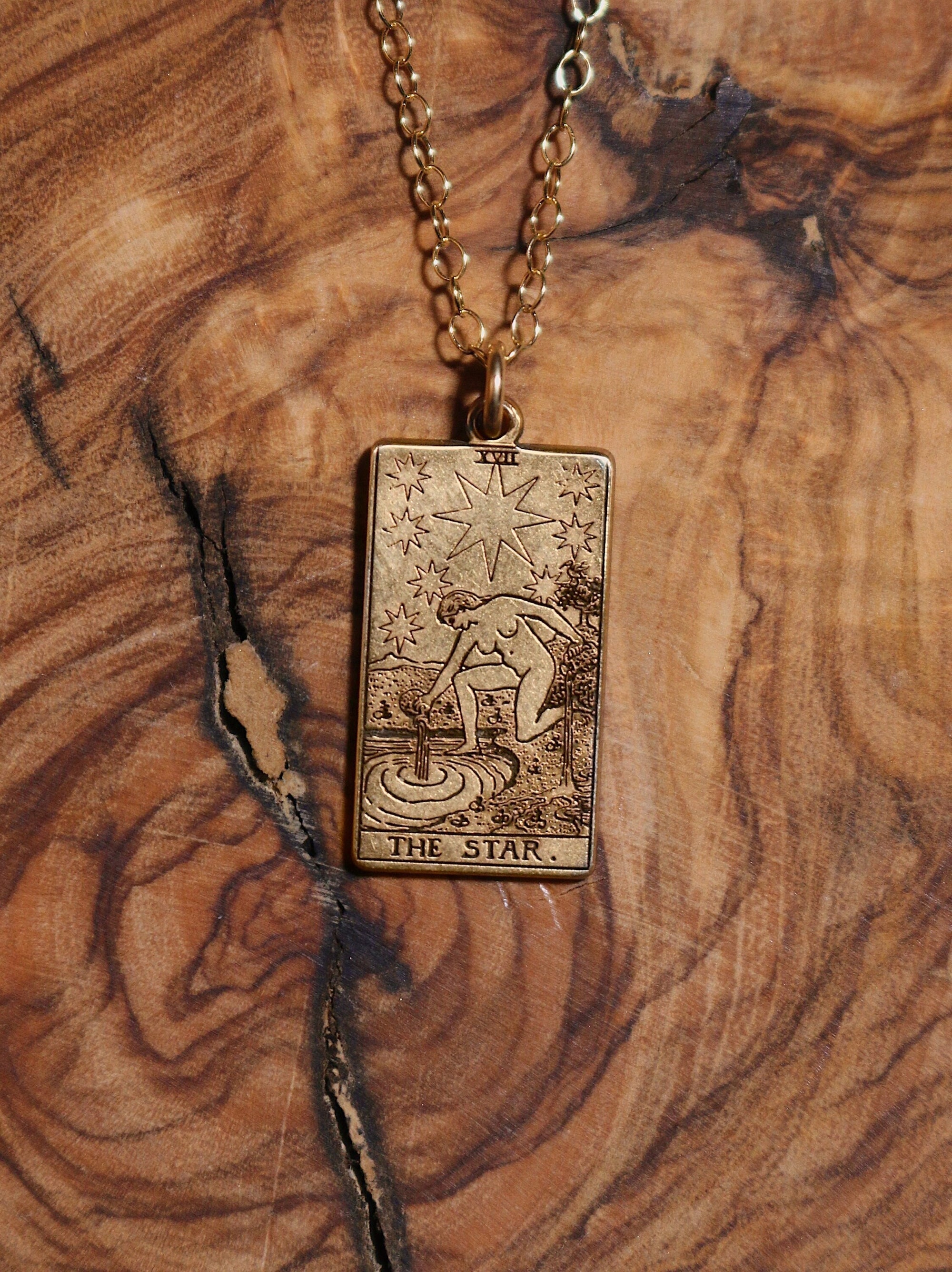 The Star Gold Tarot Card Necklace - Gold Filled