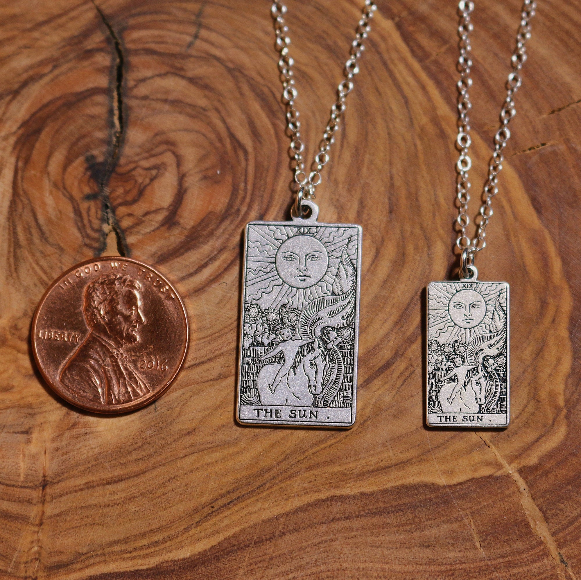 22 CARDS: Large Tarot Card Necklace | Best Friend Birthday Gift | Sterling Silver Tarot Card Necklace | Celestial Mystic Witch Jewelry