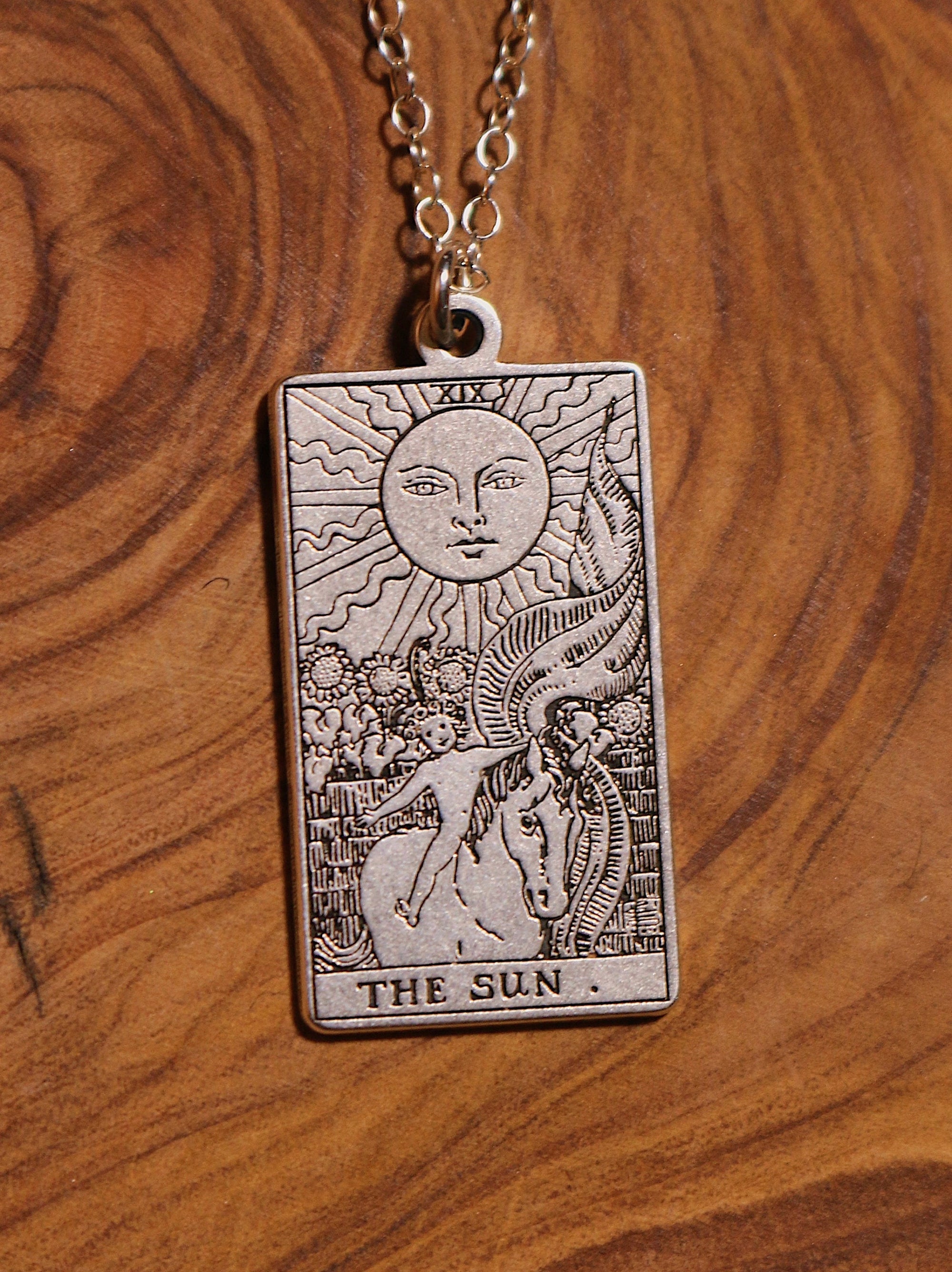 22 CARDS: Large Tarot Card Necklace | Best Friend Birthday Gift | Sterling Silver Tarot Card Necklace | Celestial Mystic Witch Jewelry