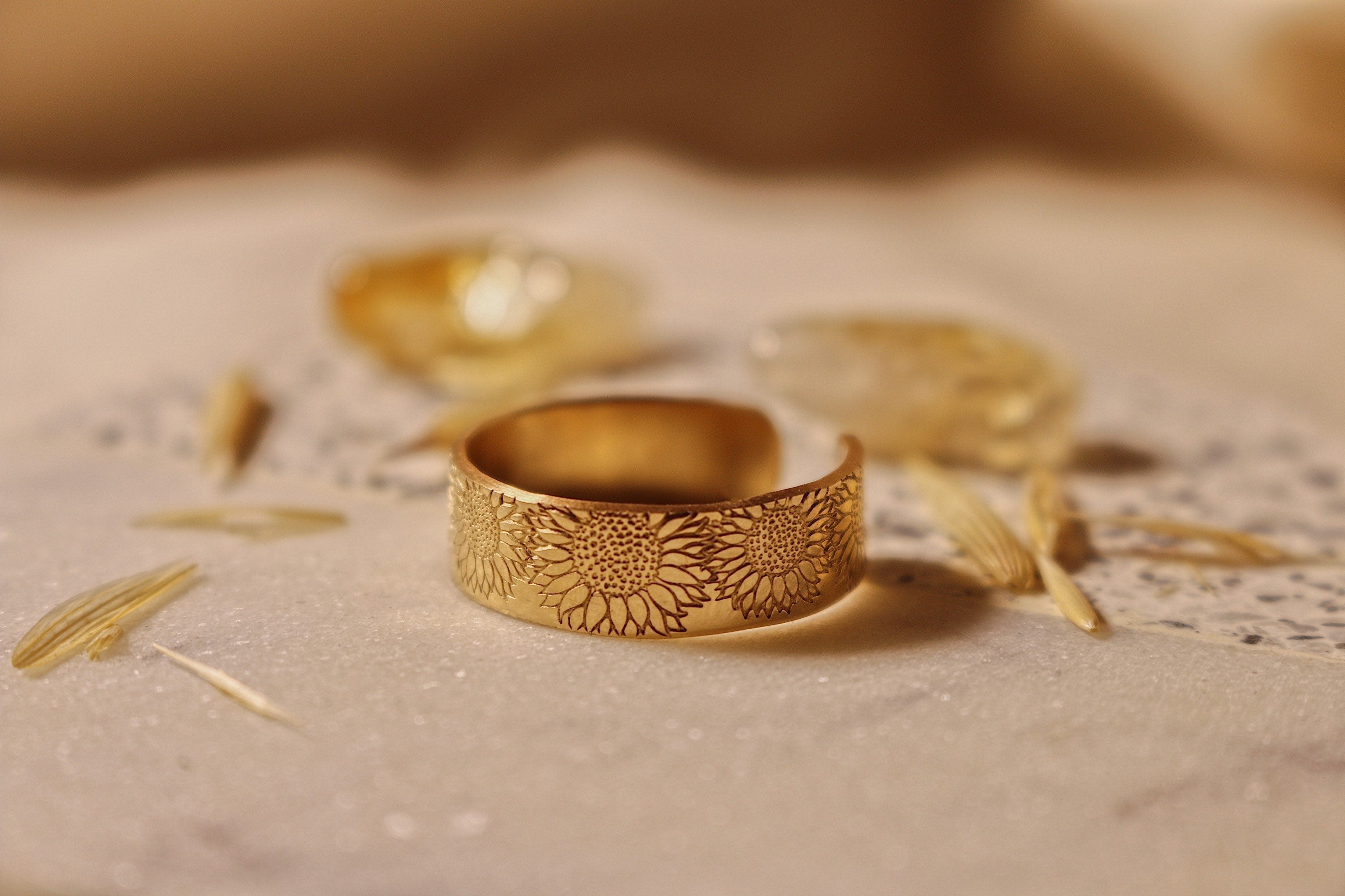 Gold Sunflower Ring | Birth Flower Ring | Wildflower | Best Friend Birthday Gift | 14k Gold Filled | Floral Jewelry | Valentines Day Gift