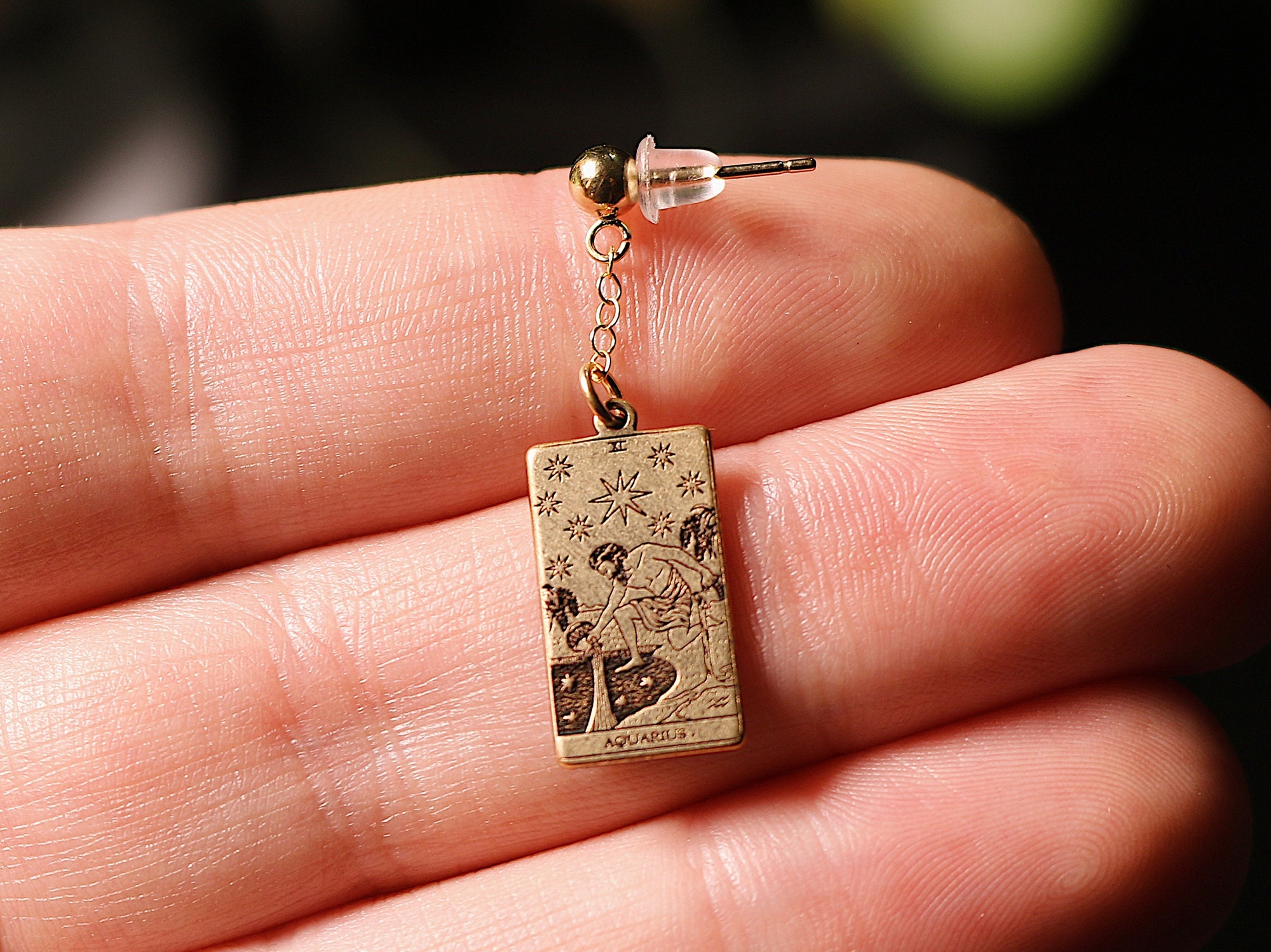 12 ZODIACS: Tarot Card Zodiac Gold Filled Dangle Earring | Best Friend Birthday Gift | Tarot Card Earrings | Celestial Mystic Jewelry